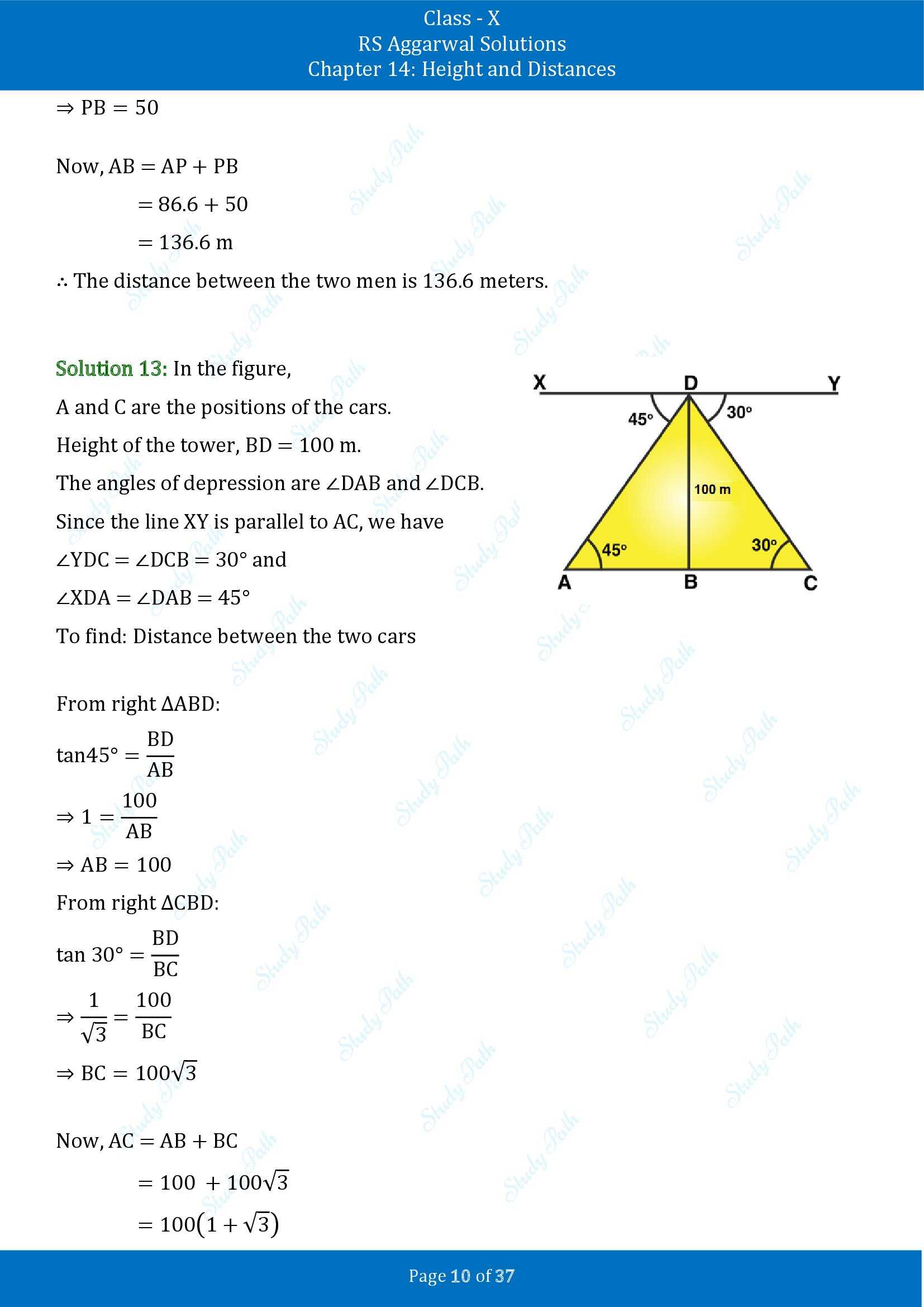 RS Aggarwal Solutions for Class 10 Chapter 14 Height and Distances Exercise 14 00010