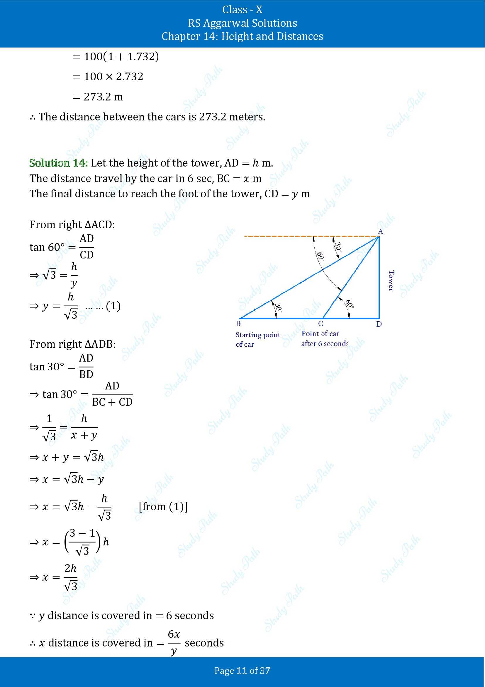 RS Aggarwal Solutions for Class 10 Chapter 14 Height and Distances Exercise 14 00011