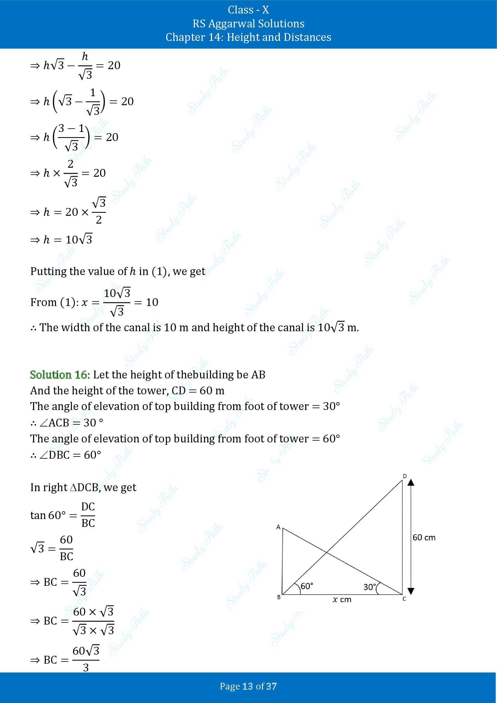 RS Aggarwal Solutions for Class 10 Chapter 14 Height and Distances Exercise 14 00013
