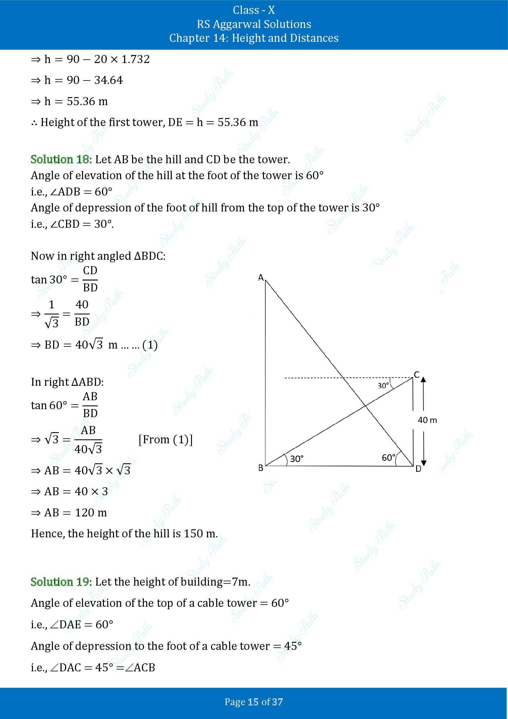 RS Aggarwal Solutions for Class 10 Chapter 14 Height and Distances Exercise 14 00015