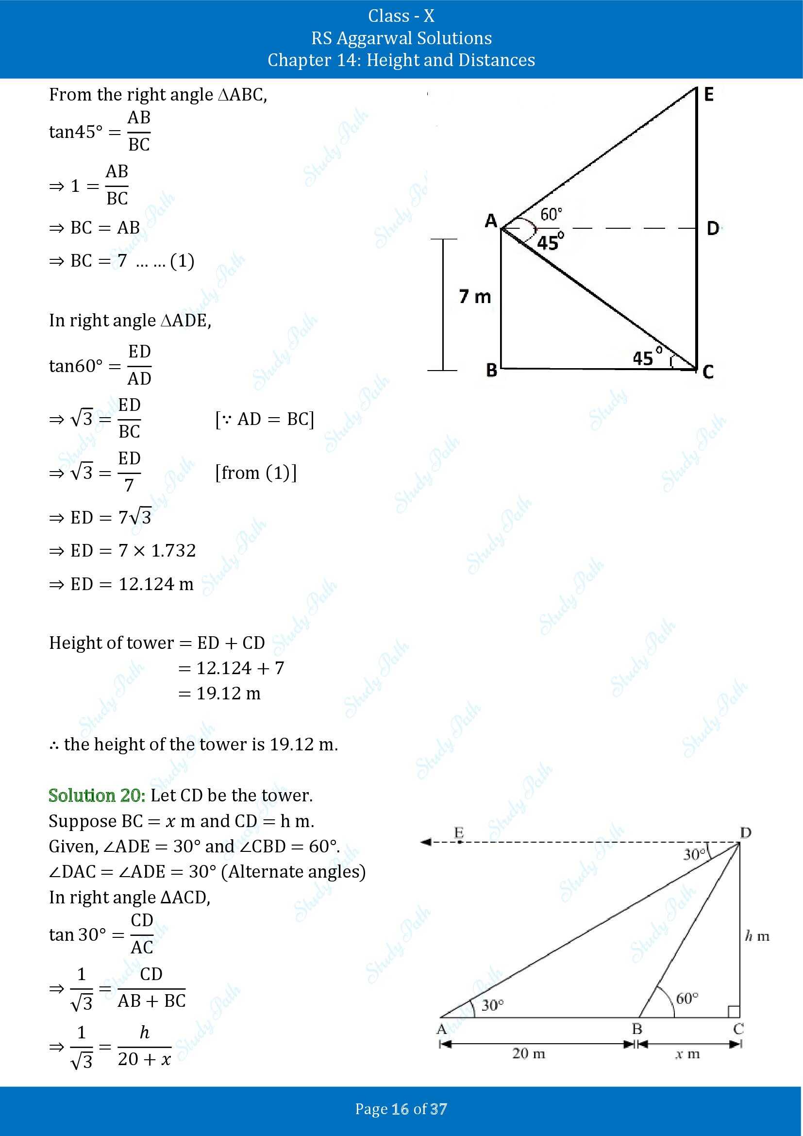 RS Aggarwal Solutions for Class 10 Chapter 14 Height and Distances Exercise 14 00016