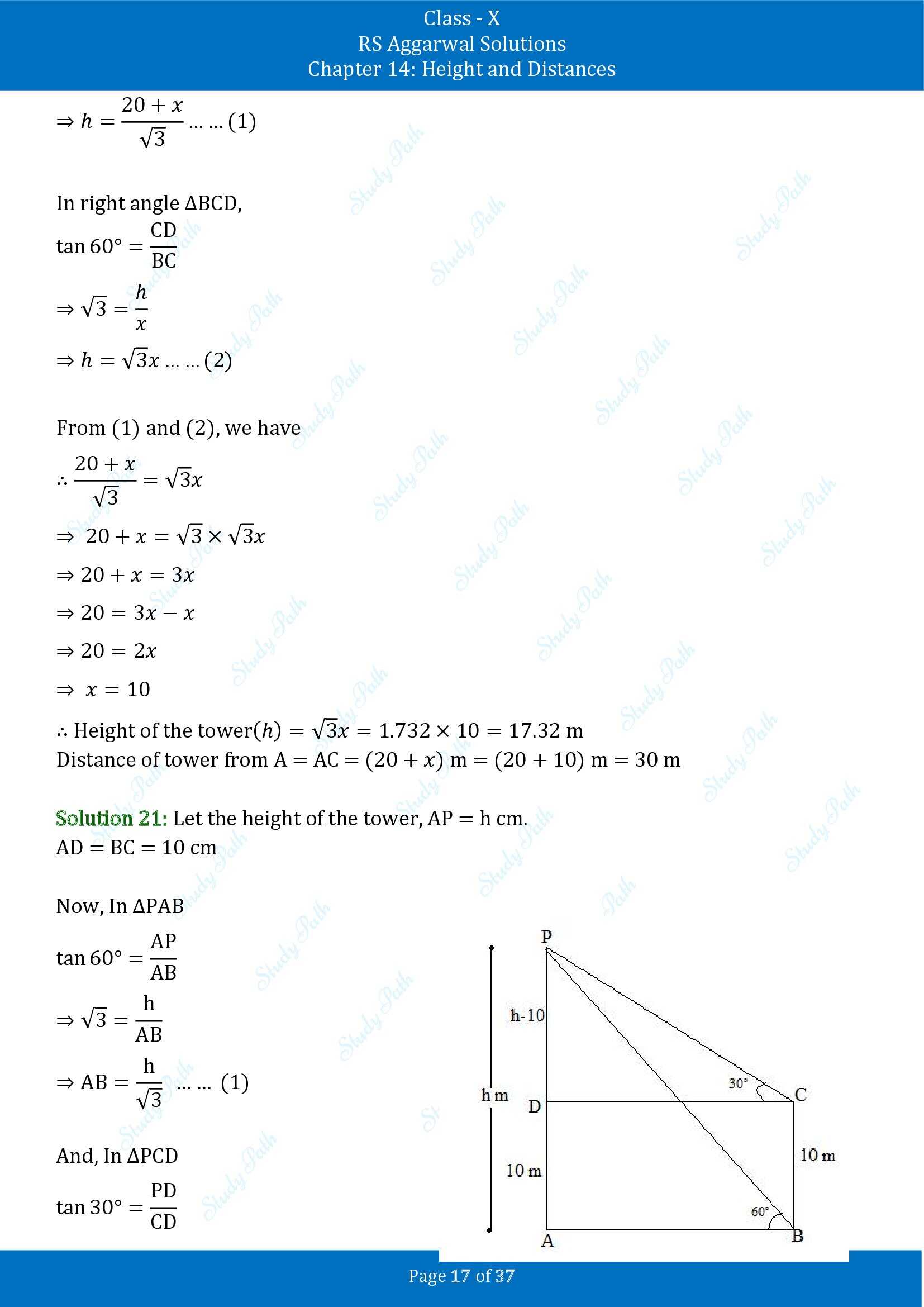 RS Aggarwal Solutions for Class 10 Chapter 14 Height and Distances Exercise 14 00017