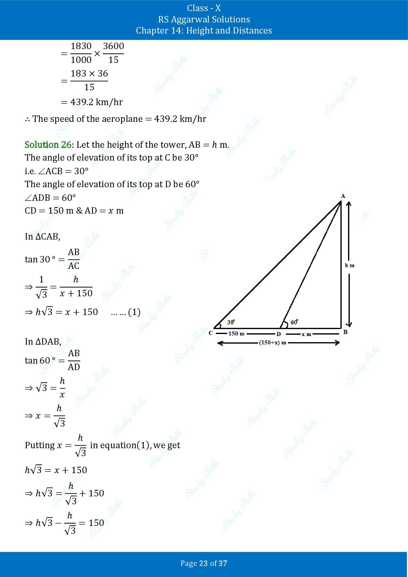 RS Aggarwal Solutions for Class 10 Chapter 14 Height and Distances Exercise 14 00023