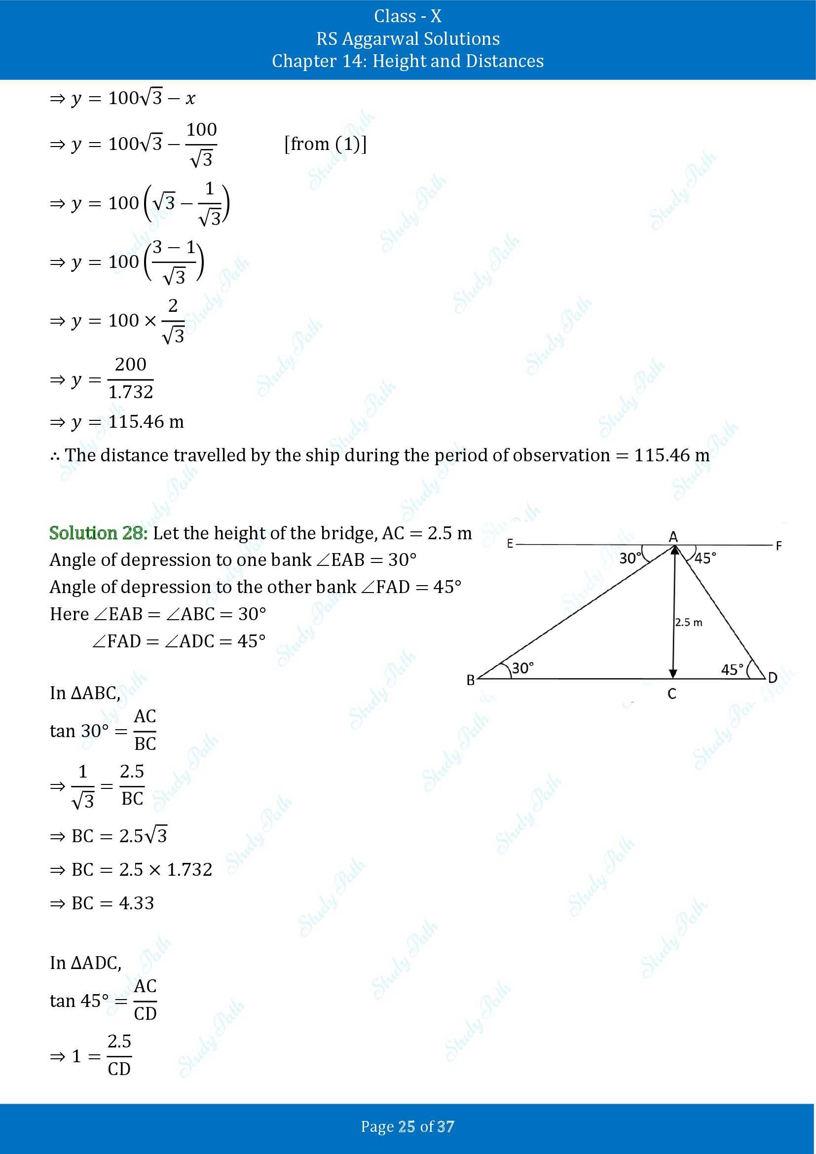RS Aggarwal Solutions for Class 10 Chapter 14 Height and Distances Exercise 14 00025