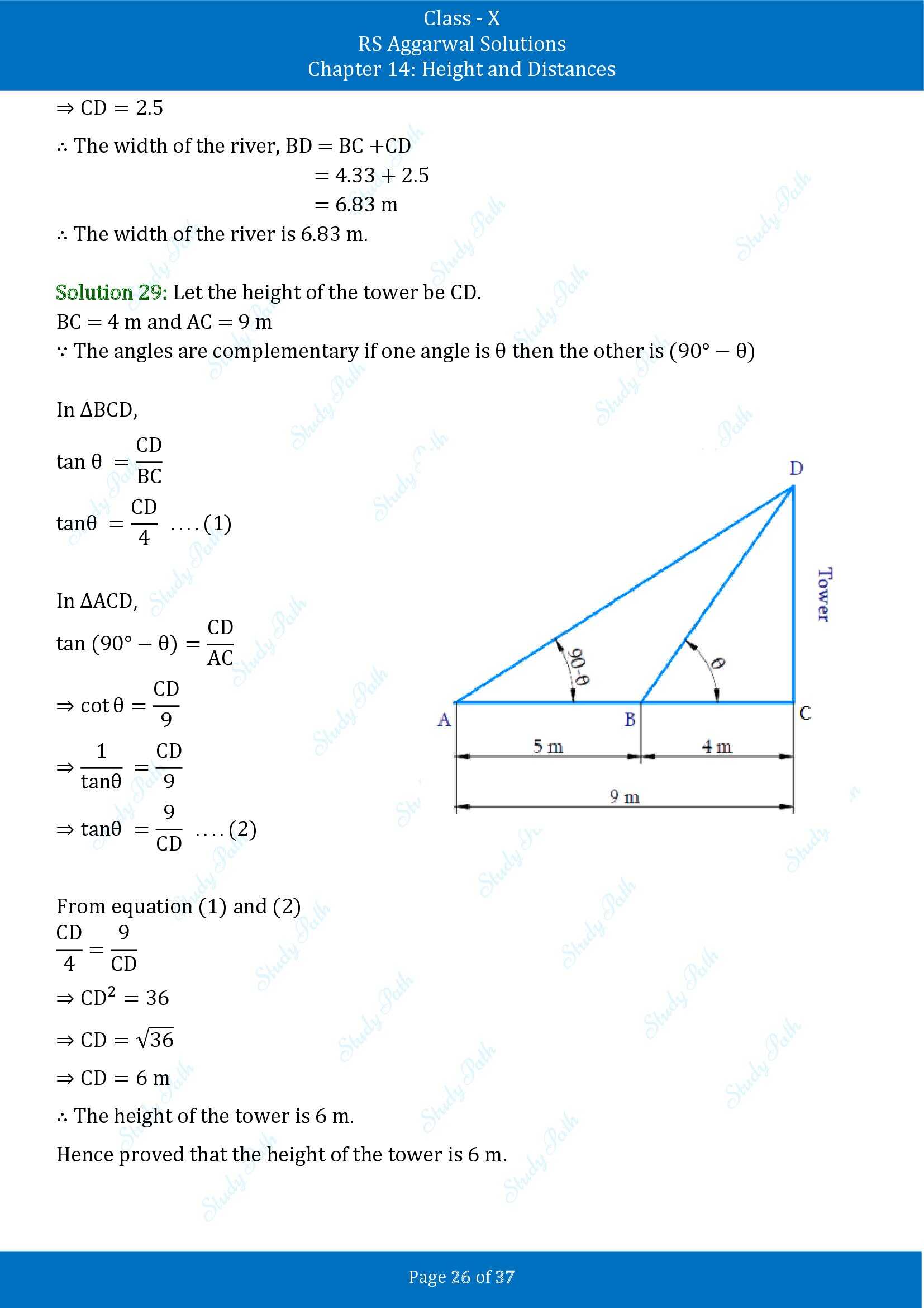 RS Aggarwal Solutions for Class 10 Chapter 14 Height and Distances Exercise 14 00026
