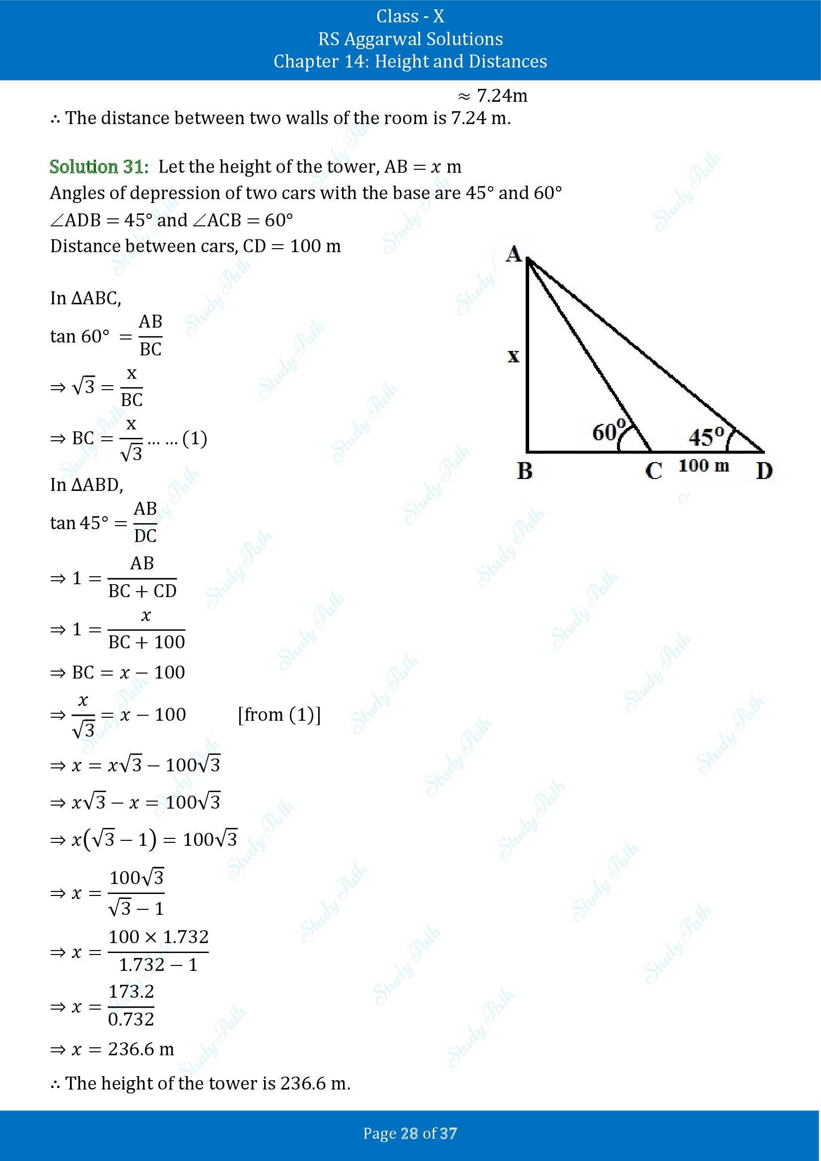 RS Aggarwal Solutions for Class 10 Chapter 14 Height and Distances Exercise 14 00028