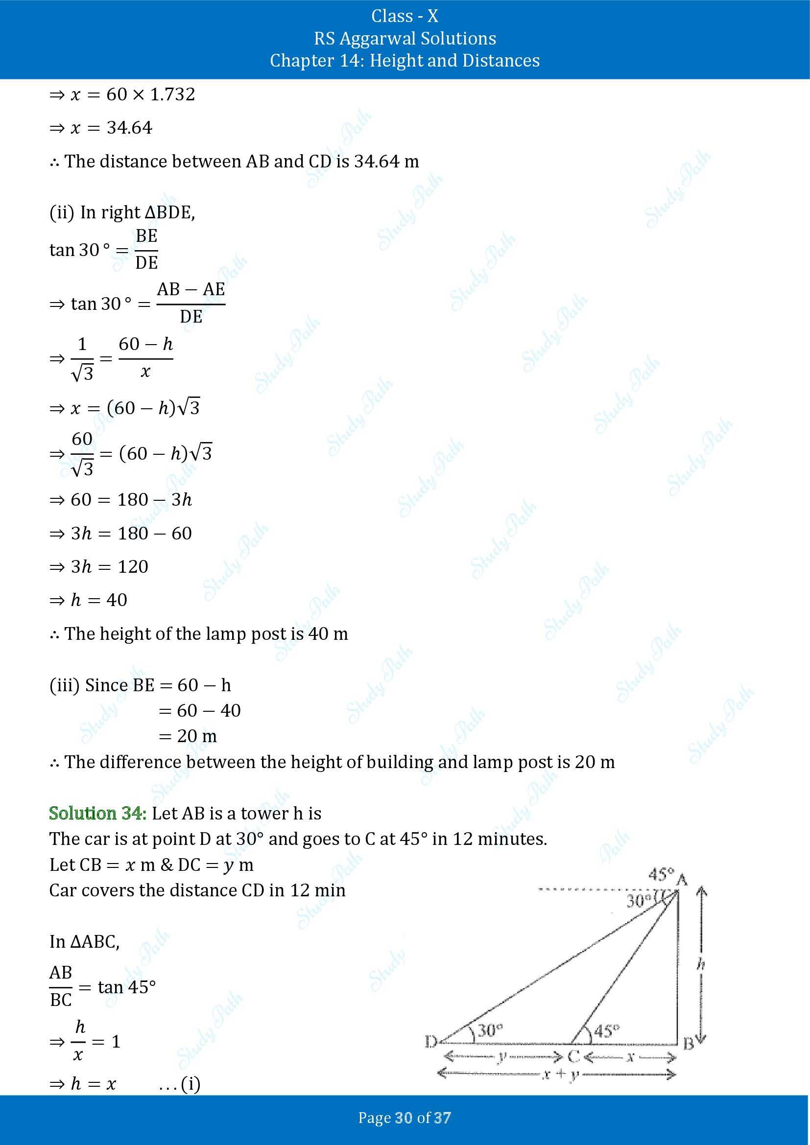 RS Aggarwal Solutions for Class 10 Chapter 14 Height and Distances Exercise 14 00030