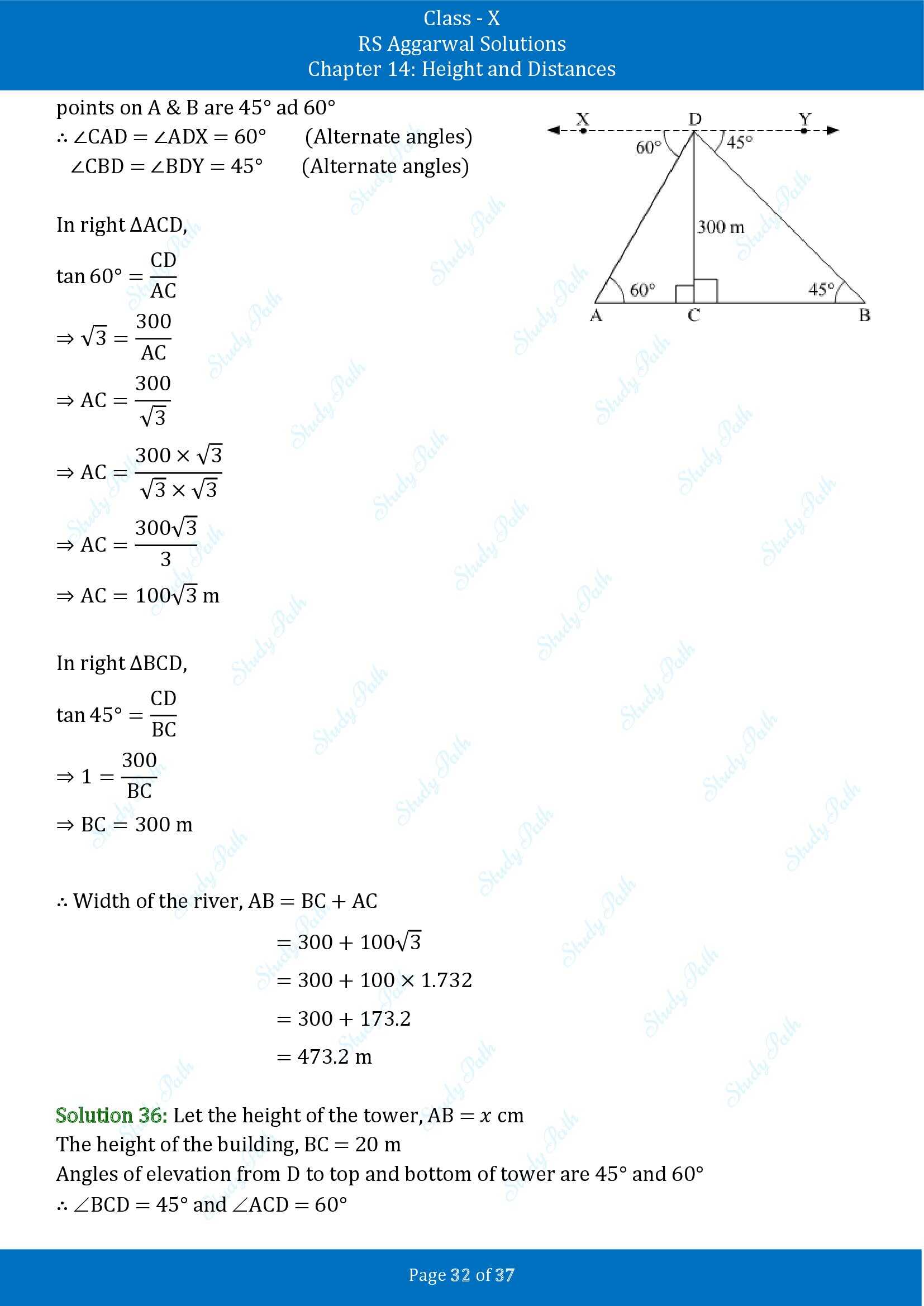 RS Aggarwal Solutions for Class 10 Chapter 14 Height and Distances Exercise 14 00032