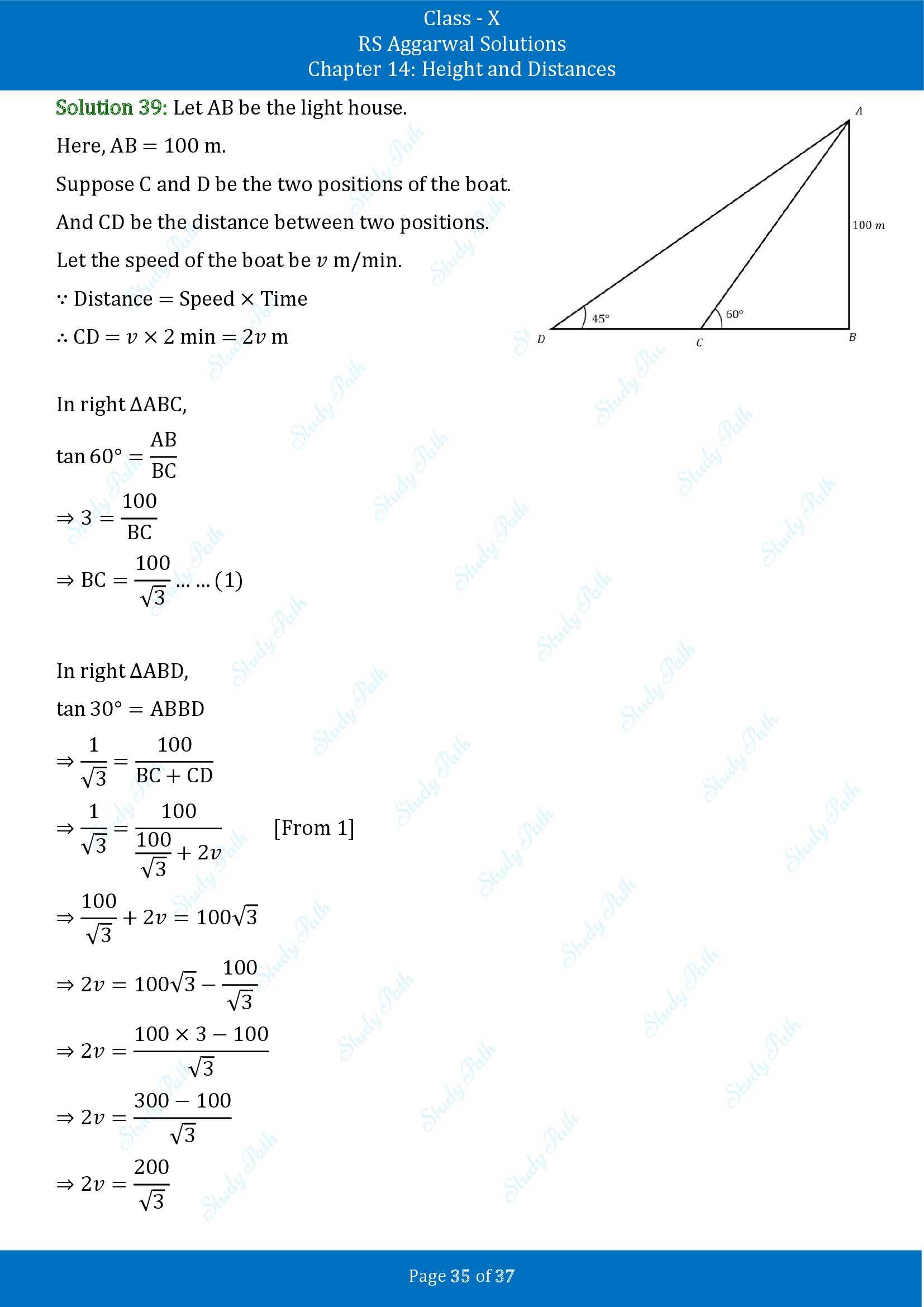 RS Aggarwal Solutions for Class 10 Chapter 14 Height and Distances Exercise 14 00035
