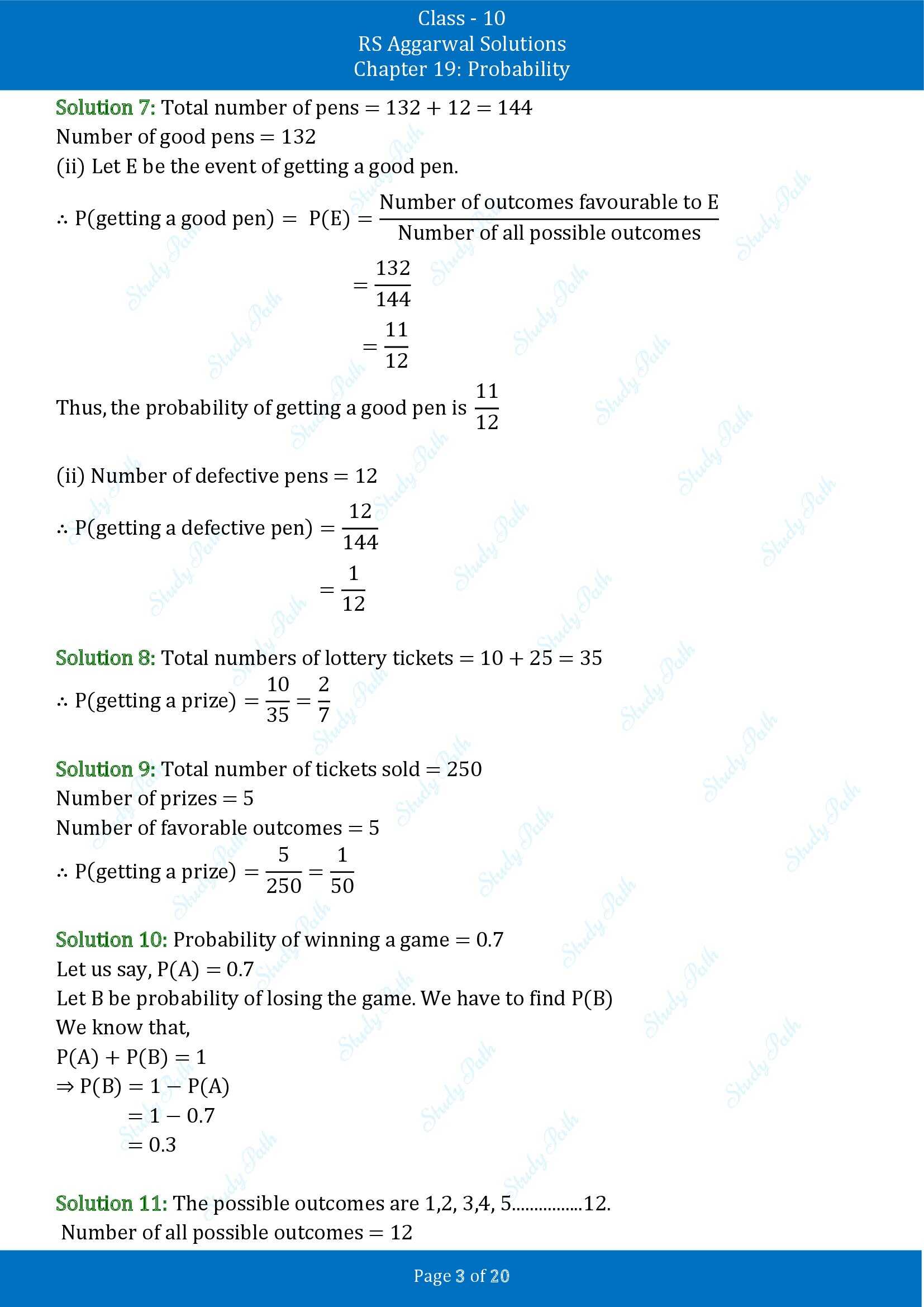 RS Aggarwal Solutions for Class 10 Chapter 19 Probability Exercise 19 00003