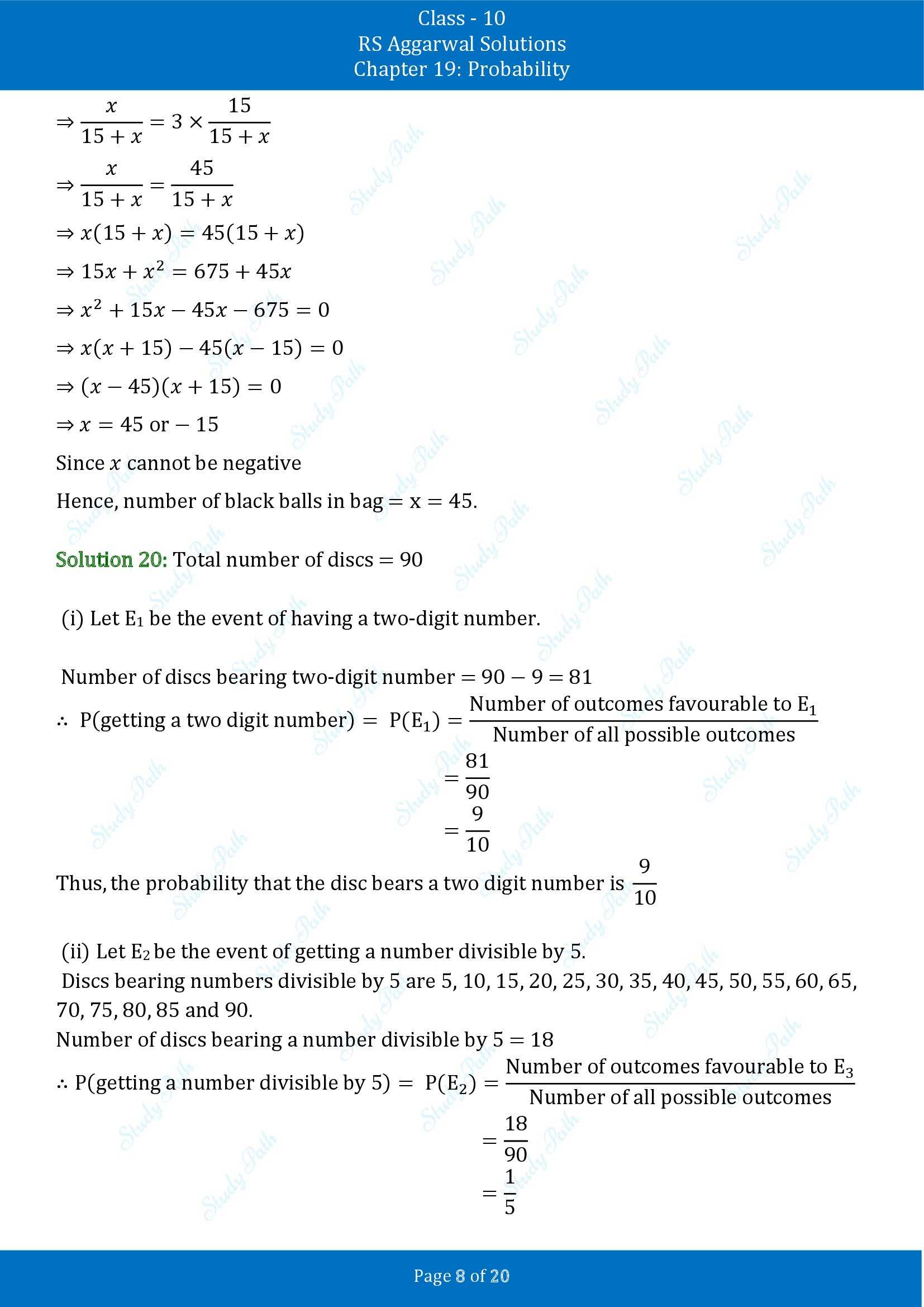 RS Aggarwal Solutions for Class 10 Chapter 19 Probability Exercise 19 00008