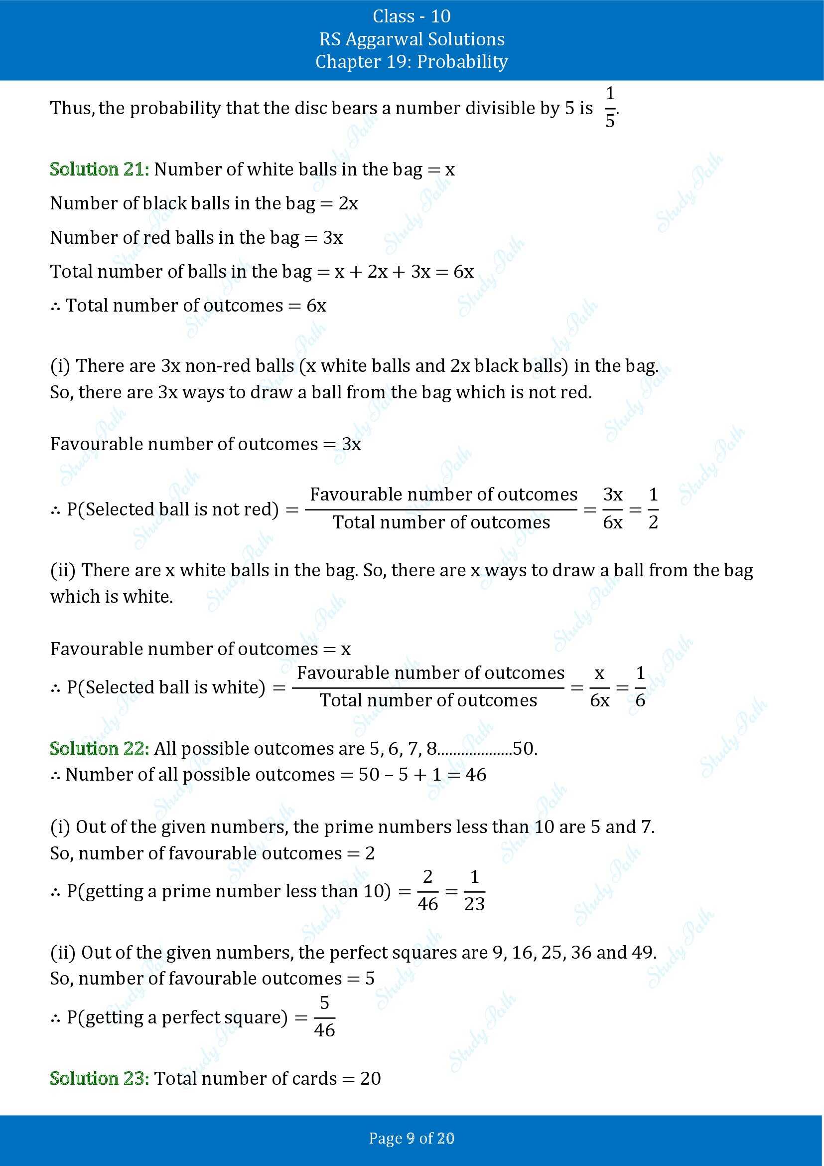 RS Aggarwal Solutions for Class 10 Chapter 19 Probability Exercise 19 00009