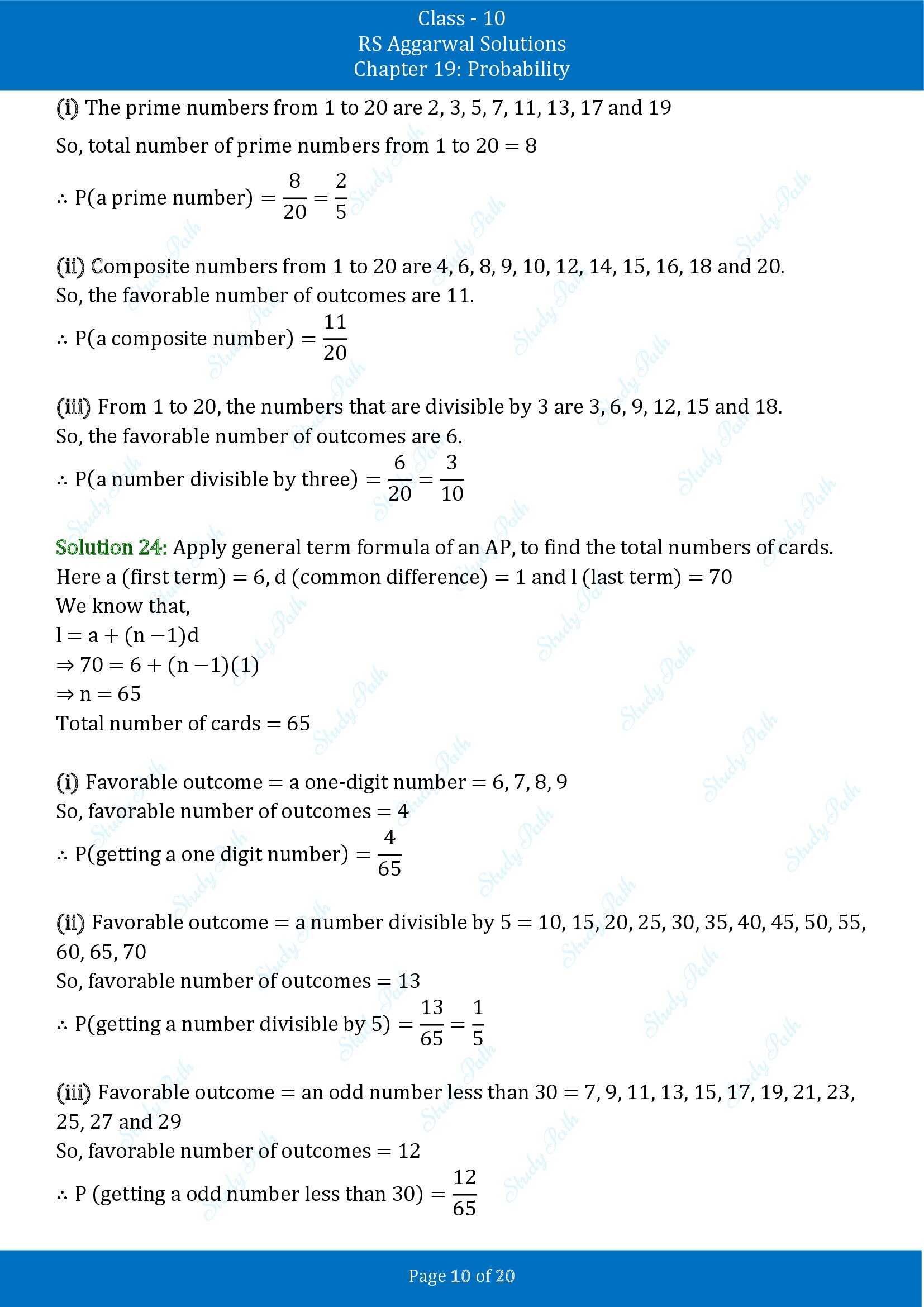 RS Aggarwal Solutions for Class 10 Chapter 19 Probability Exercise 19 00010
