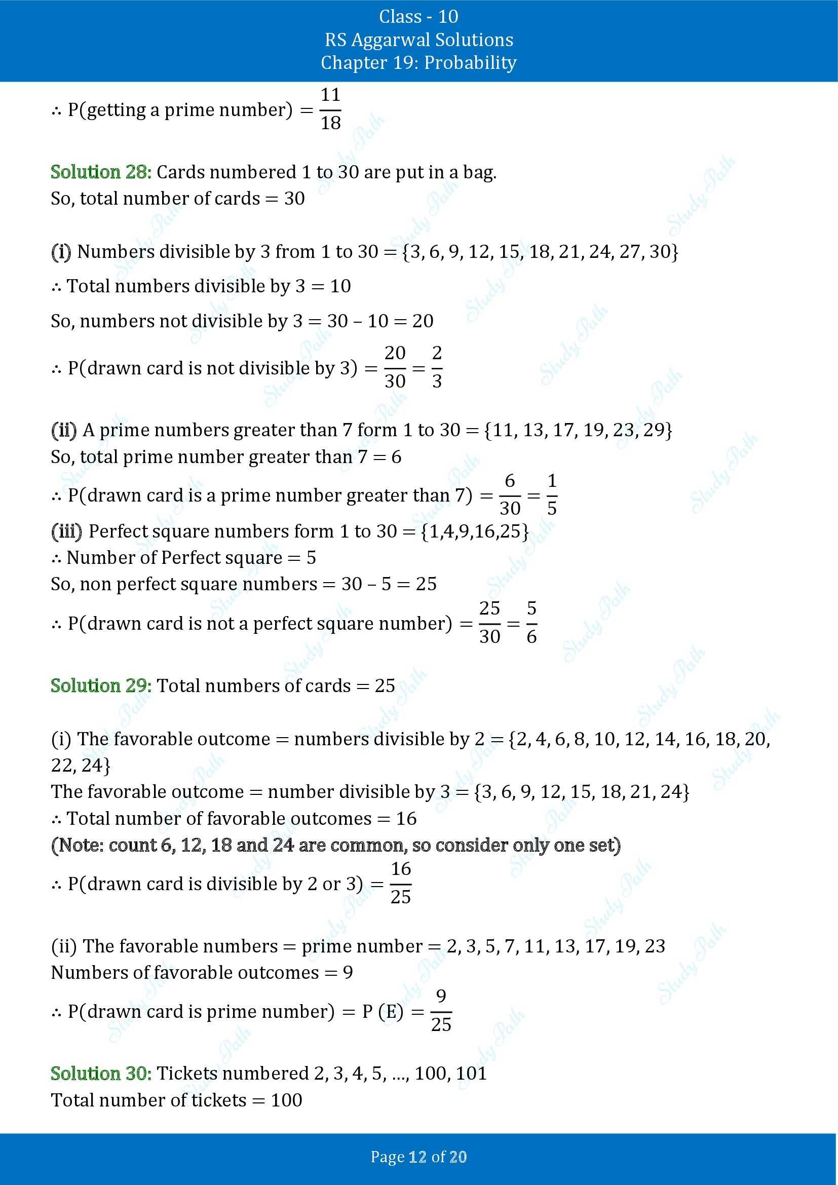 RS Aggarwal Solutions for Class 10 Chapter 19 Probability Exercise 19 00012