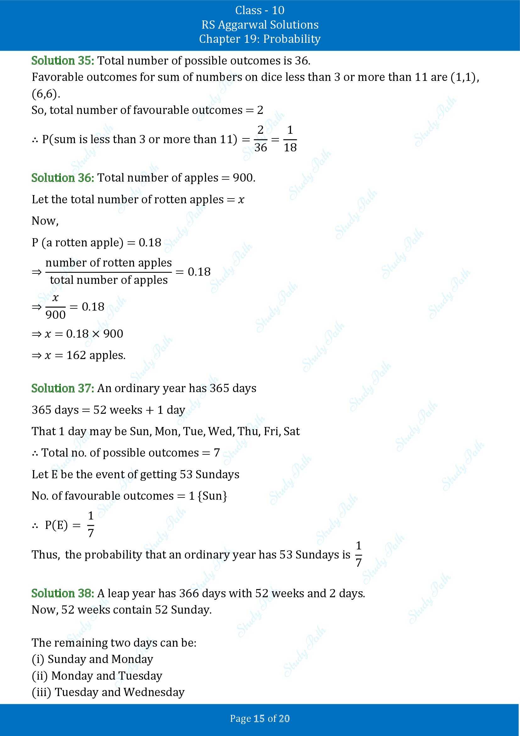 RS Aggarwal Solutions for Class 10 Chapter 19 Probability Exercise 19 00015
