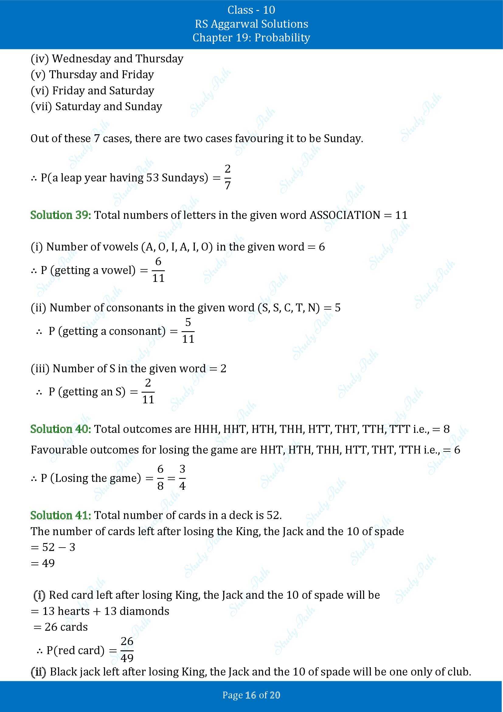 RS Aggarwal Solutions for Class 10 Chapter 19 Probability Exercise 19 00016