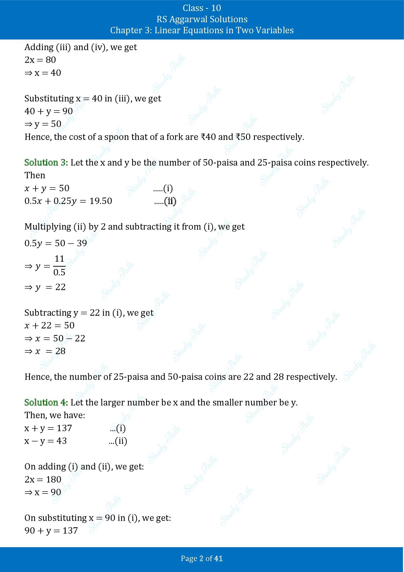 RS Aggarwal Solutions for Class 10 Chapter 3 Linear Equations in Two Variables Exercise 3E 00002