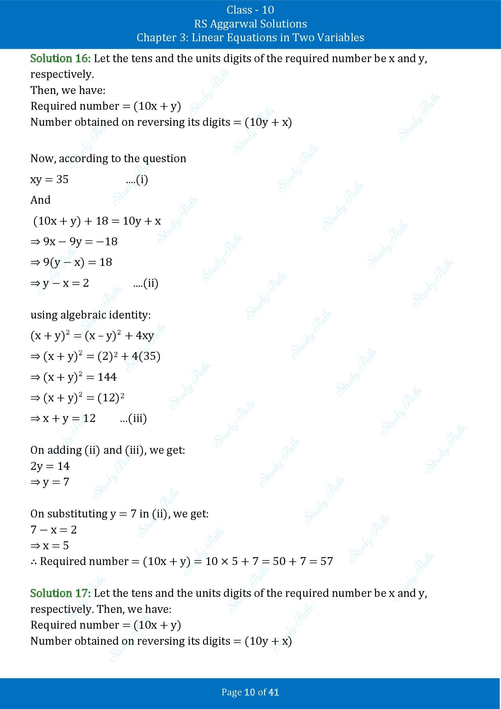 RS Aggarwal Solutions for Class 10 Chapter 3 Linear Equations in Two Variables Exercise 3E 00010