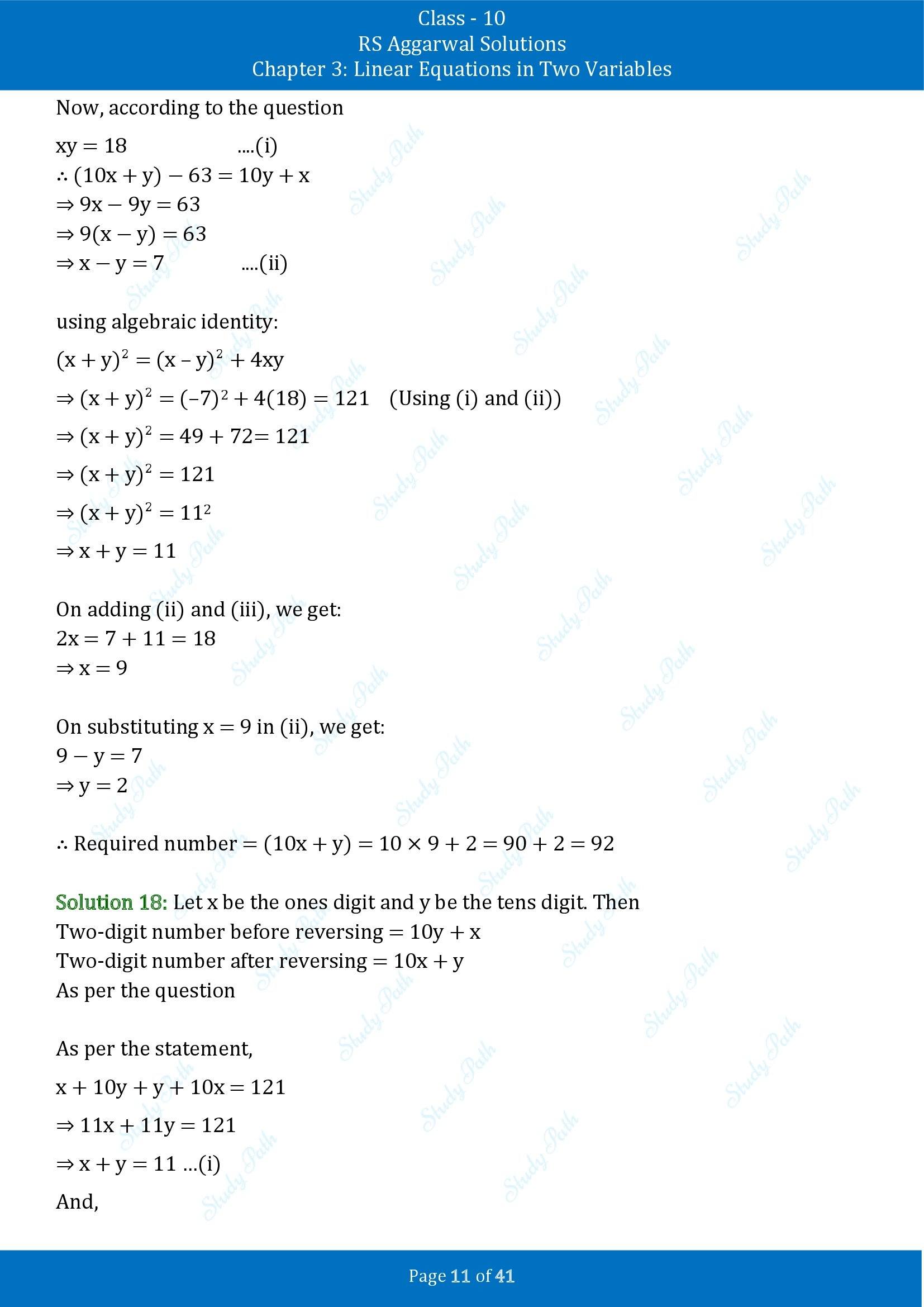 RS Aggarwal Solutions for Class 10 Chapter 3 Linear Equations in Two Variables Exercise 3E 00011