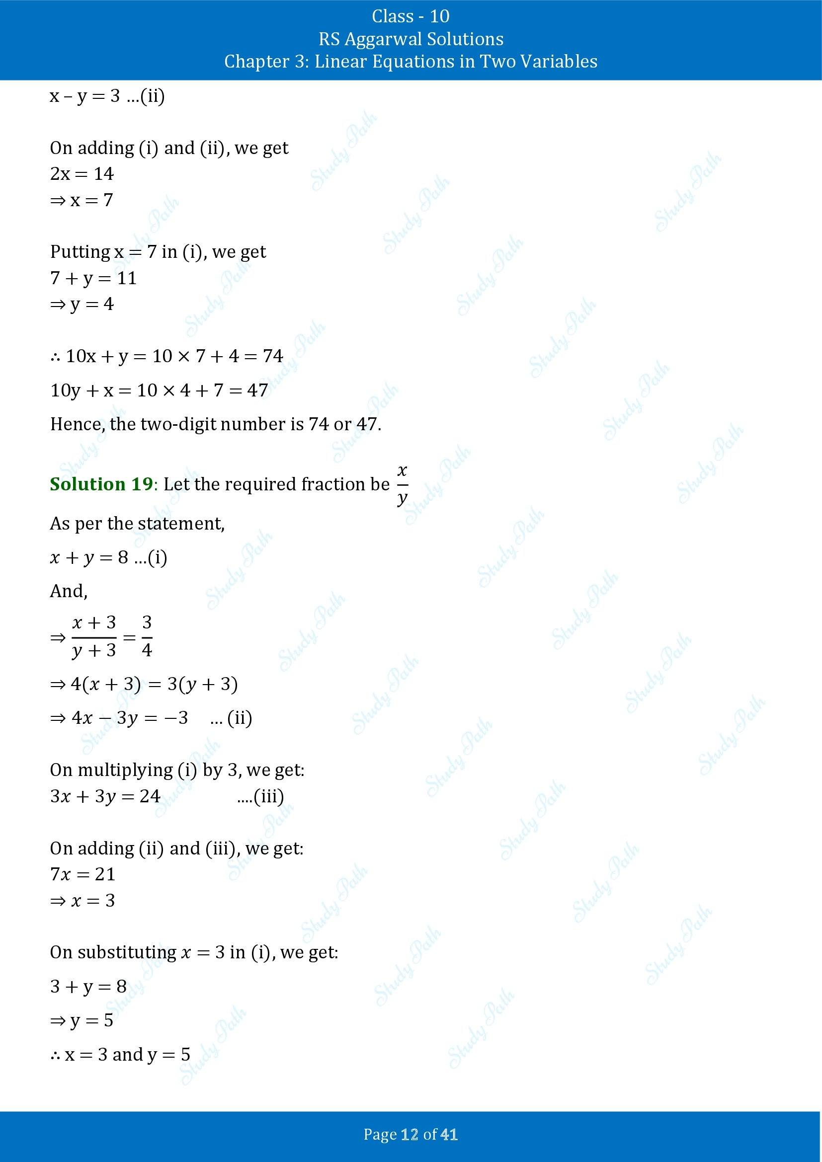 RS Aggarwal Solutions for Class 10 Chapter 3 Linear Equations in Two Variables Exercise 3E 00012