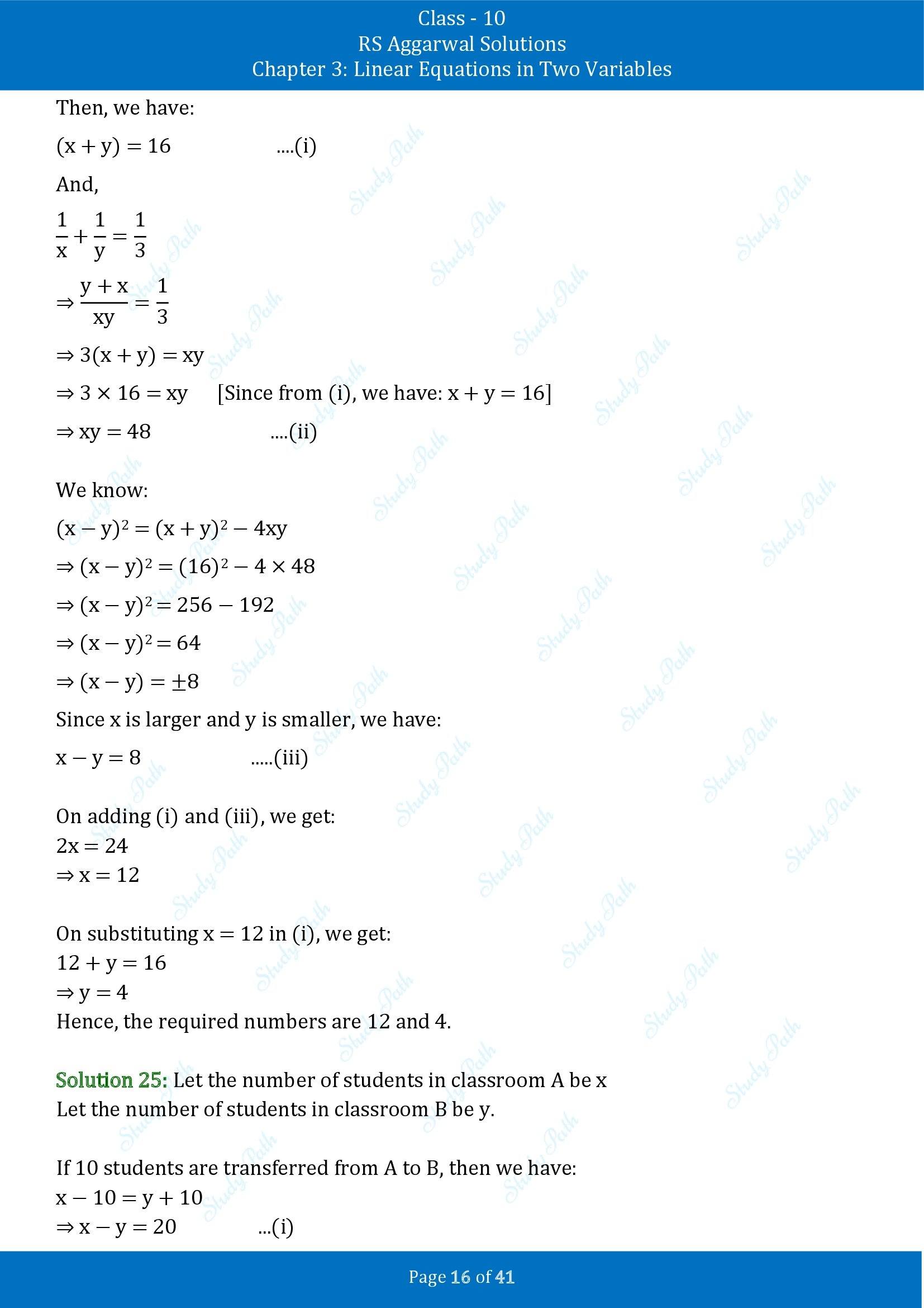 RS Aggarwal Solutions for Class 10 Chapter 3 Linear Equations in Two Variables Exercise 3E 00016