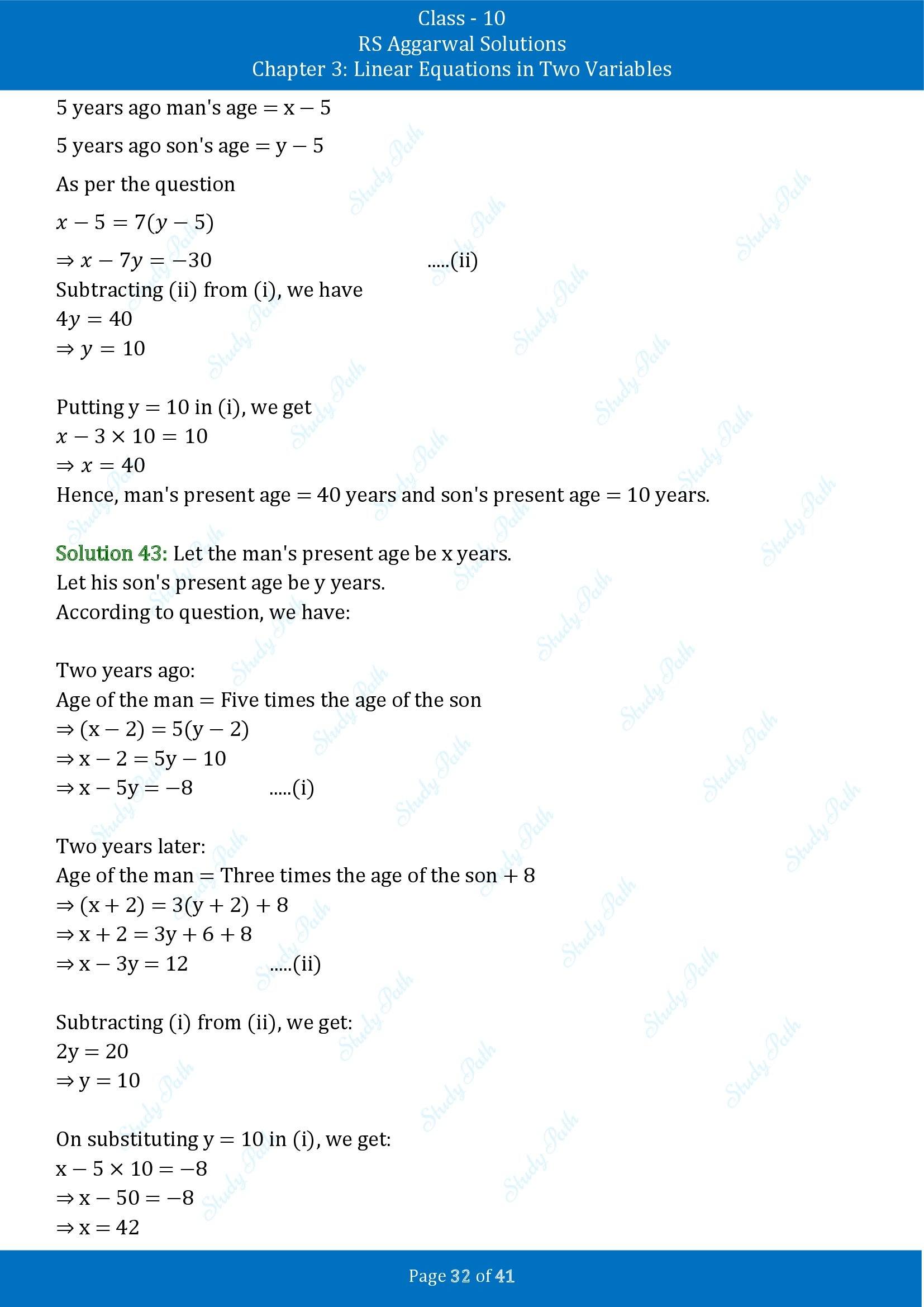RS Aggarwal Solutions for Class 10 Chapter 3 Linear Equations in Two Variables Exercise 3E 00032