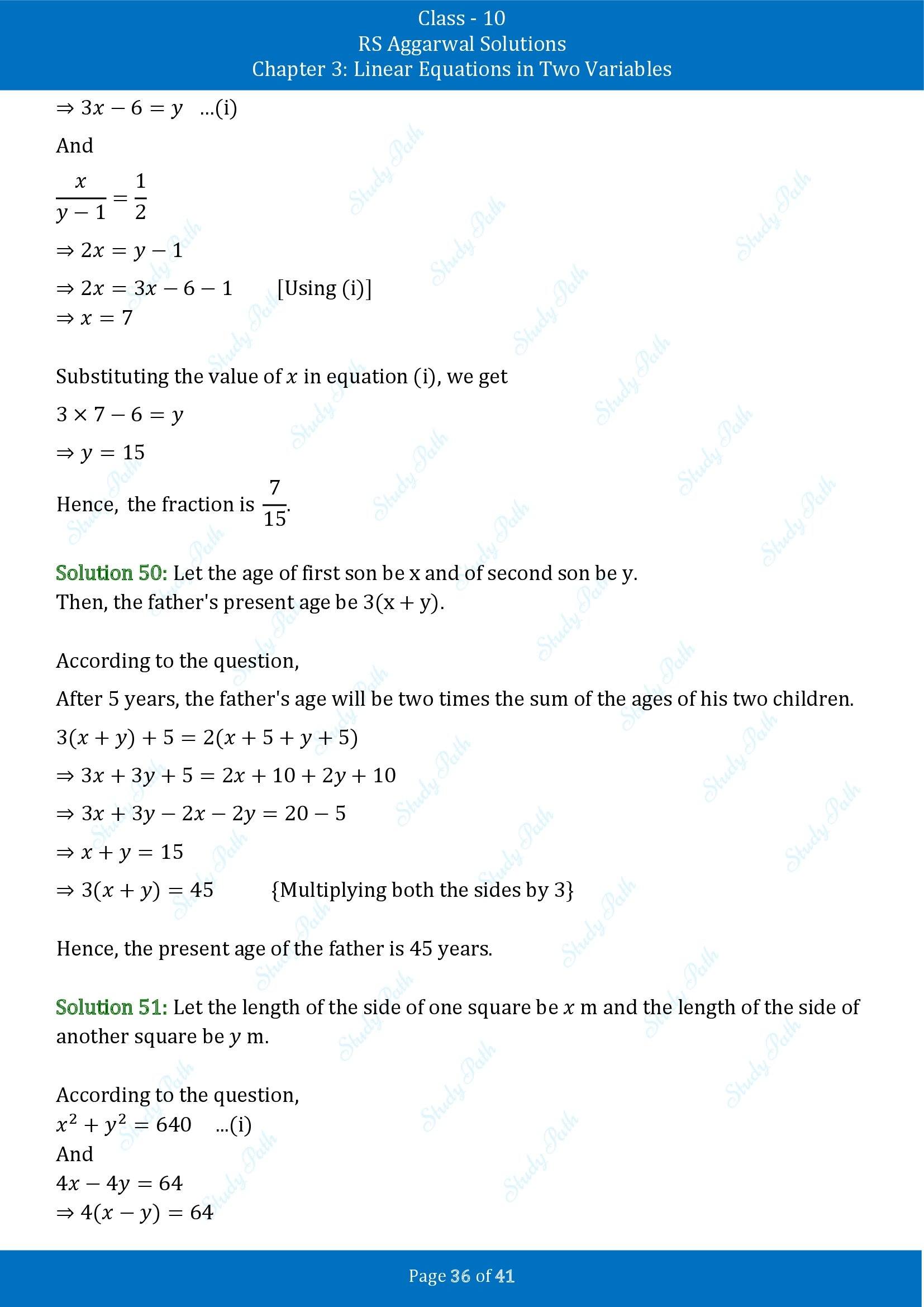 RS Aggarwal Solutions for Class 10 Chapter 3 Linear Equations in Two Variables Exercise 3E 00036