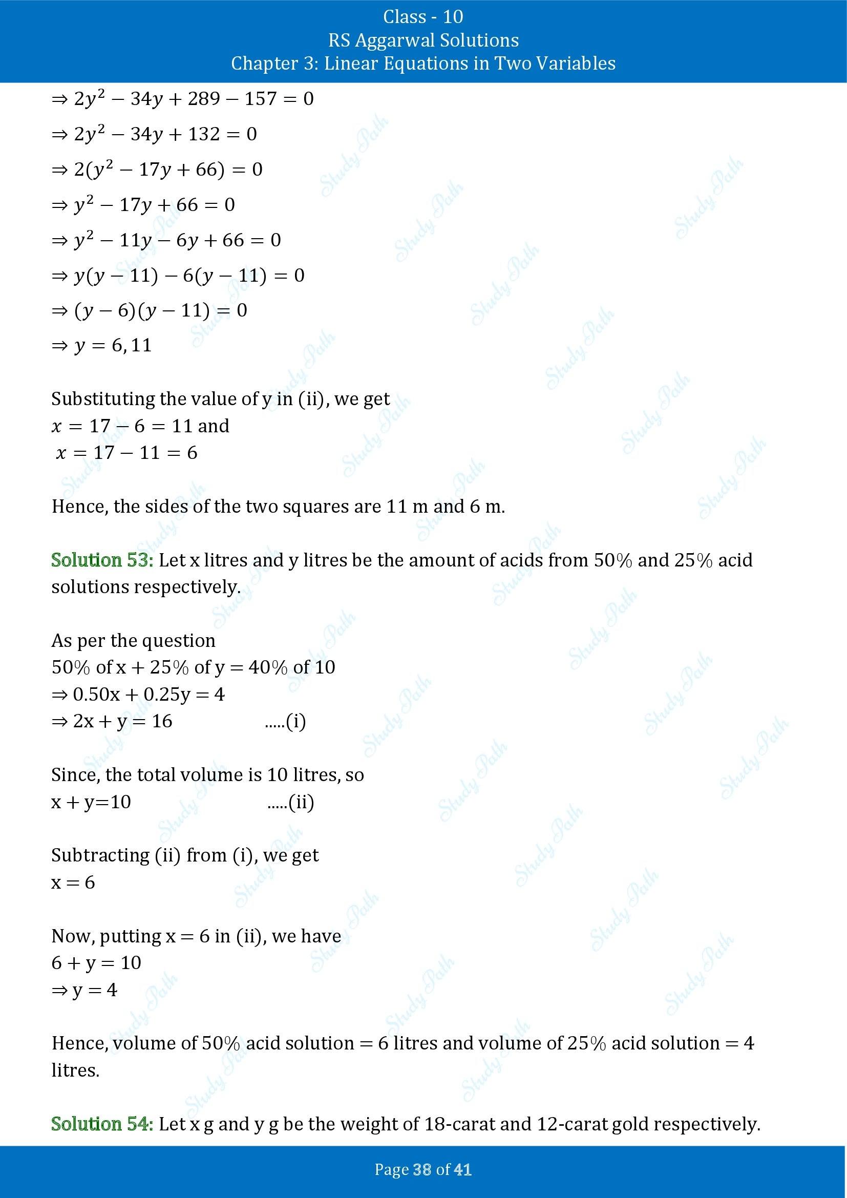 RS Aggarwal Solutions for Class 10 Chapter 3 Linear Equations in Two Variables Exercise 3E 00038