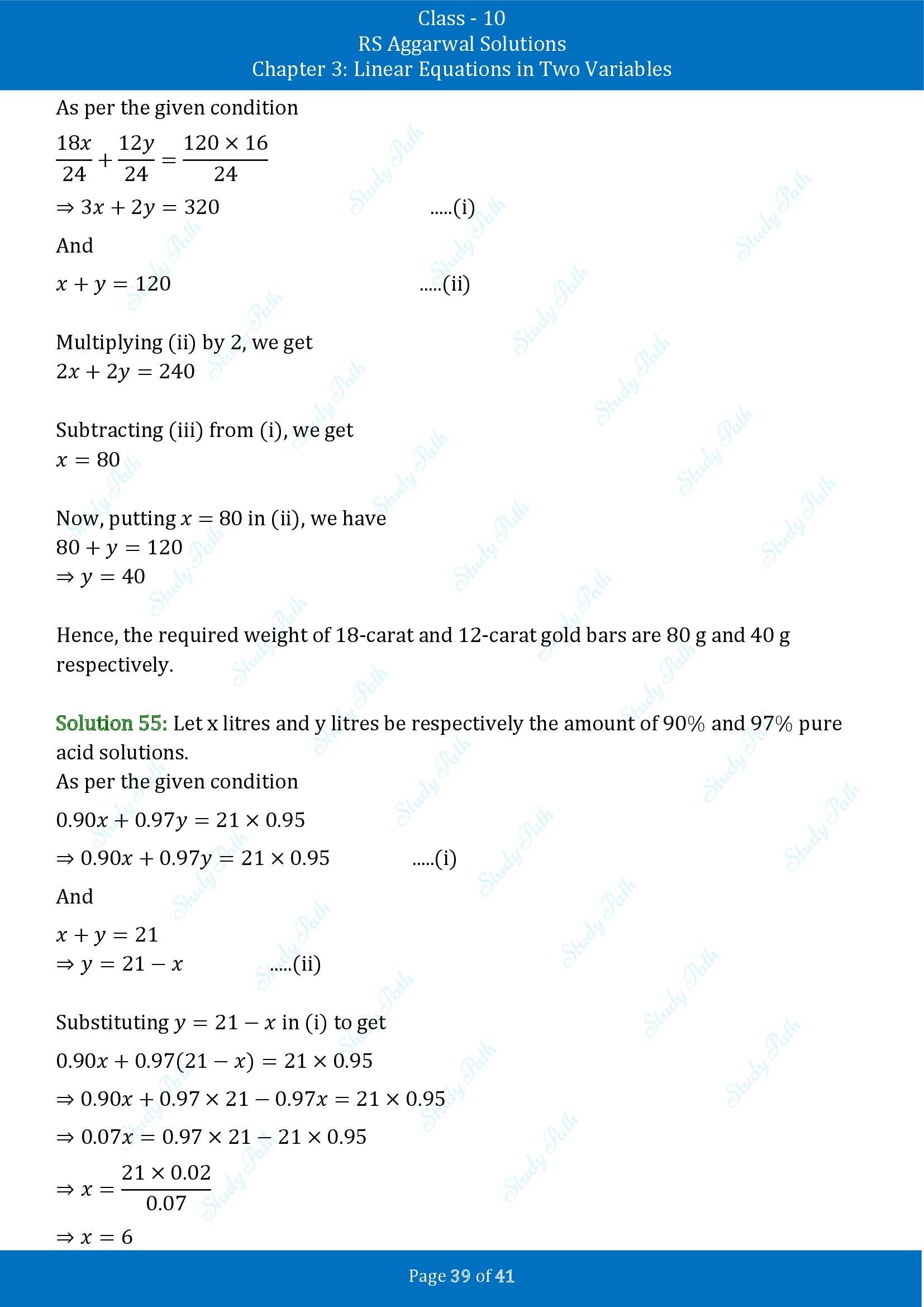 RS Aggarwal Solutions for Class 10 Chapter 3 Linear Equations in Two Variables Exercise 3E 00039