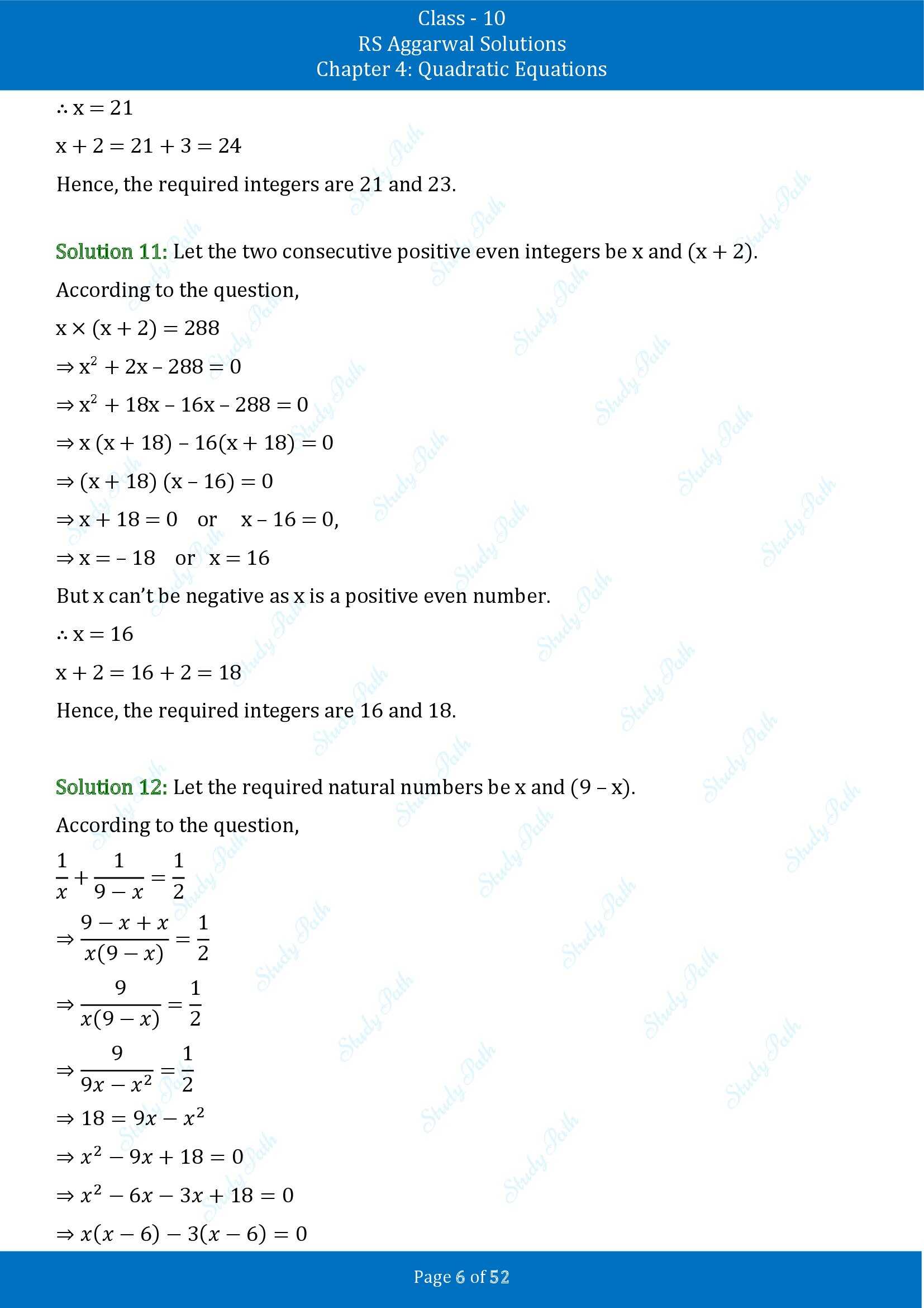 RS Aggarwal Solutions for Class 10 Chapter 4 Quadratic Equations Exercise 4D 00006