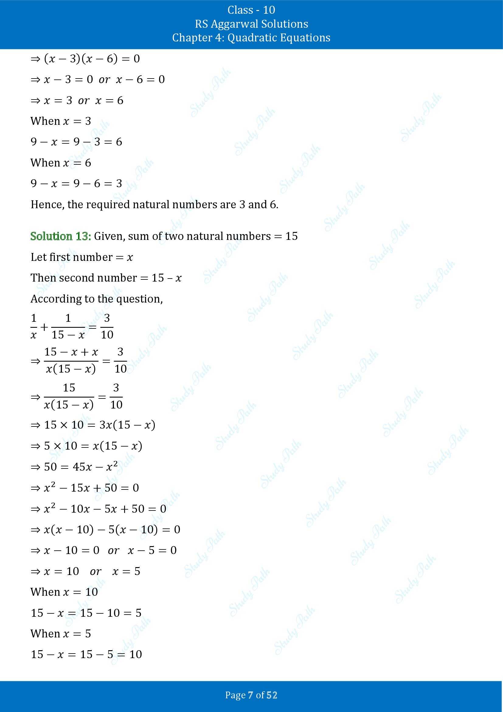 RS Aggarwal Solutions for Class 10 Chapter 4 Quadratic Equations Exercise 4D 00007