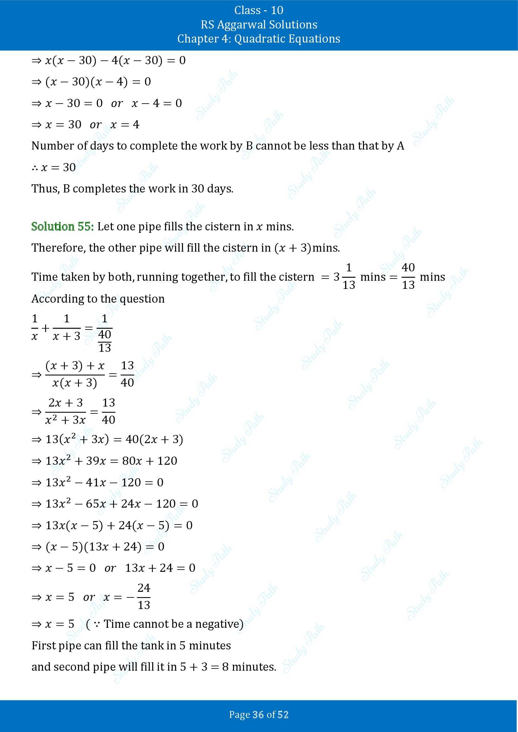 RS Aggarwal Solutions for Class 10 Chapter 4 Quadratic Equations Exercise 4D 00036