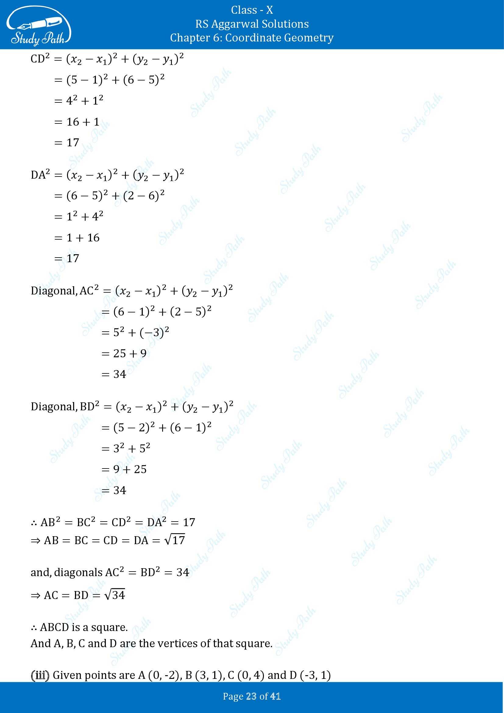 RS Aggarwal Solutions for Class 10 Chapter 6 Coordinate Geometry Exercise 6A 00023