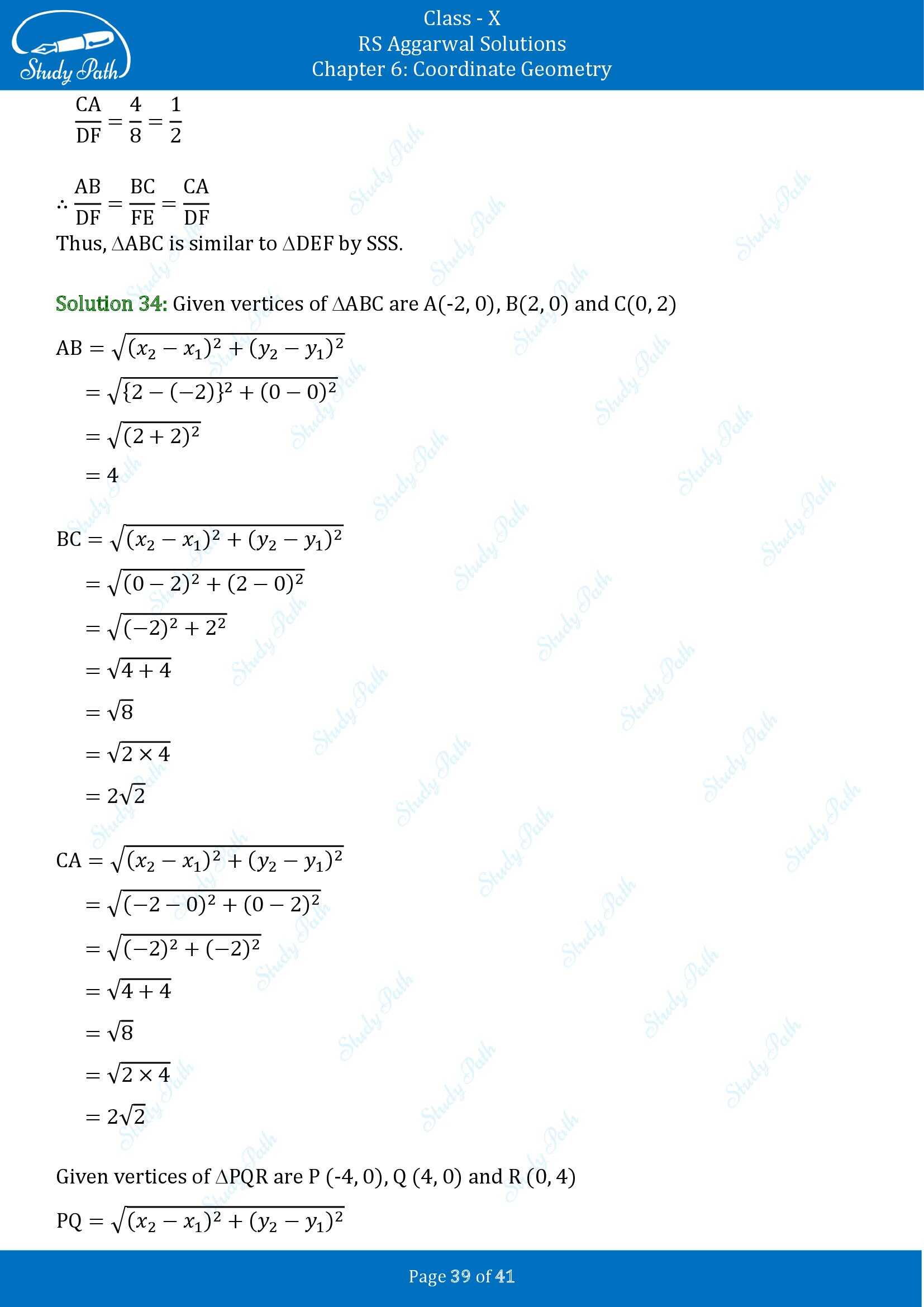 RS Aggarwal Solutions for Class 10 Chapter 6 Coordinate Geometry Exercise 6A 00039