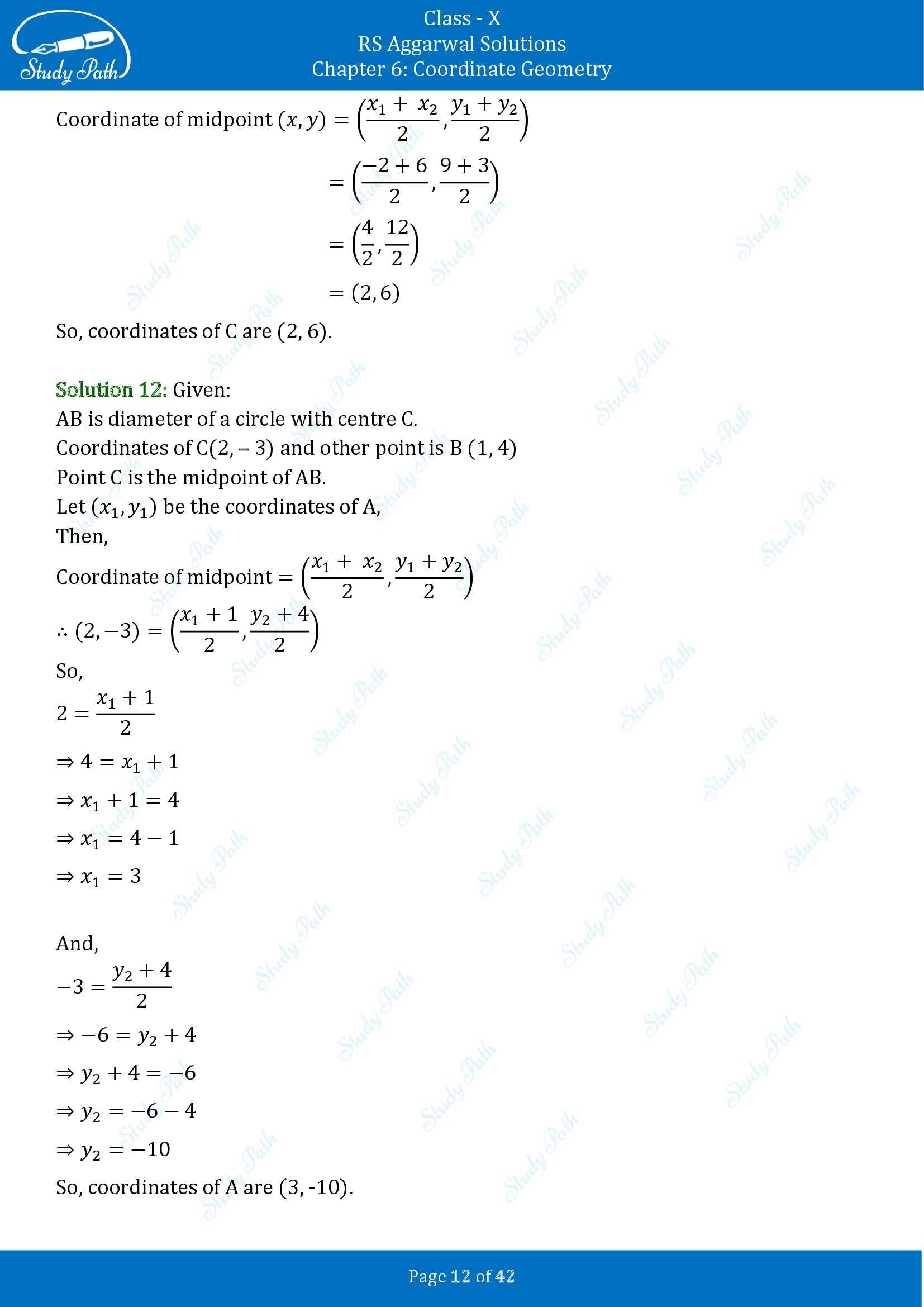RS Aggarwal Solutions for Class 10 Chapter 6 Coordinate Geometry Exercise 6B 00012