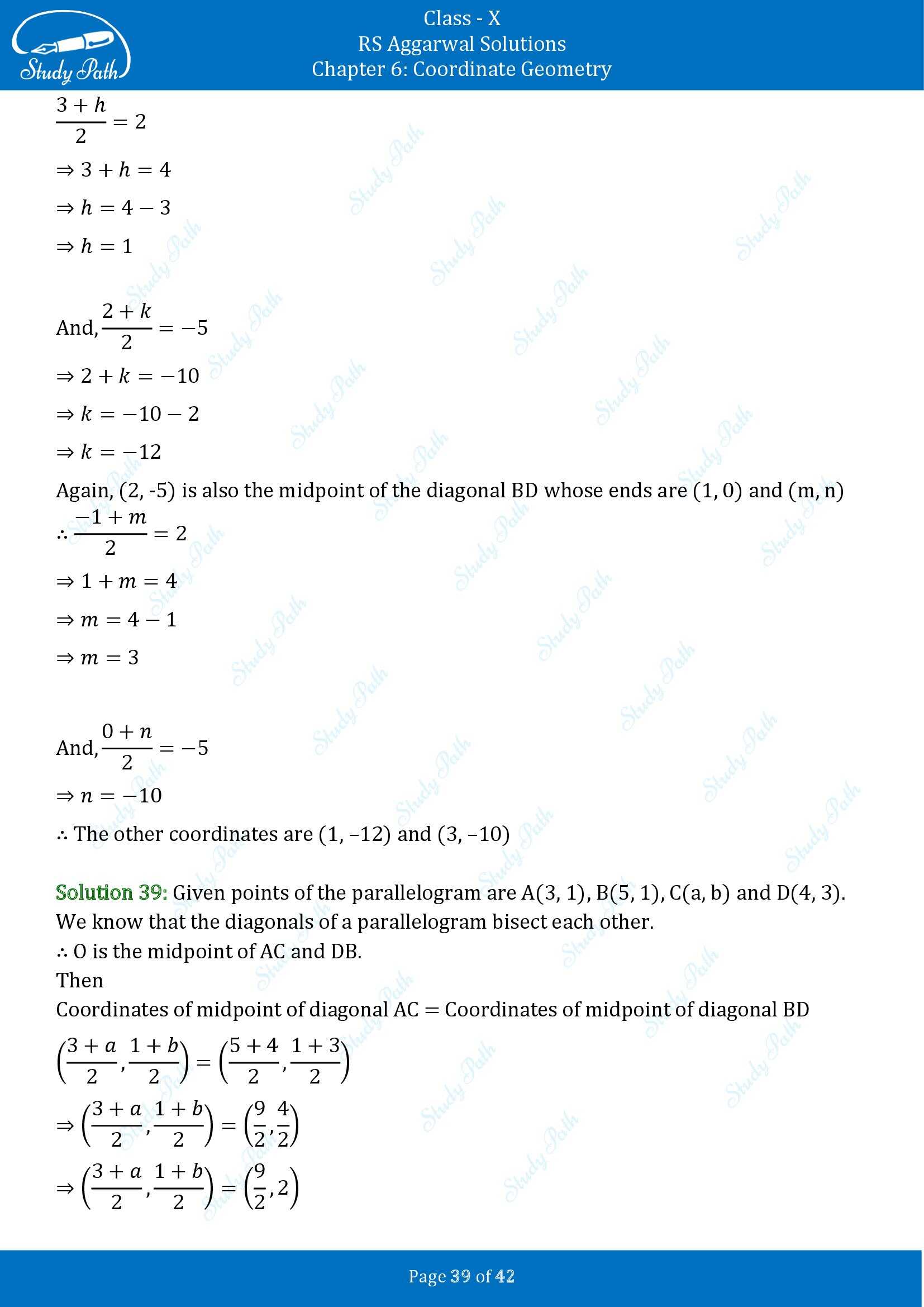 RS Aggarwal Solutions for Class 10 Chapter 6 Coordinate Geometry Exercise 6B 00039