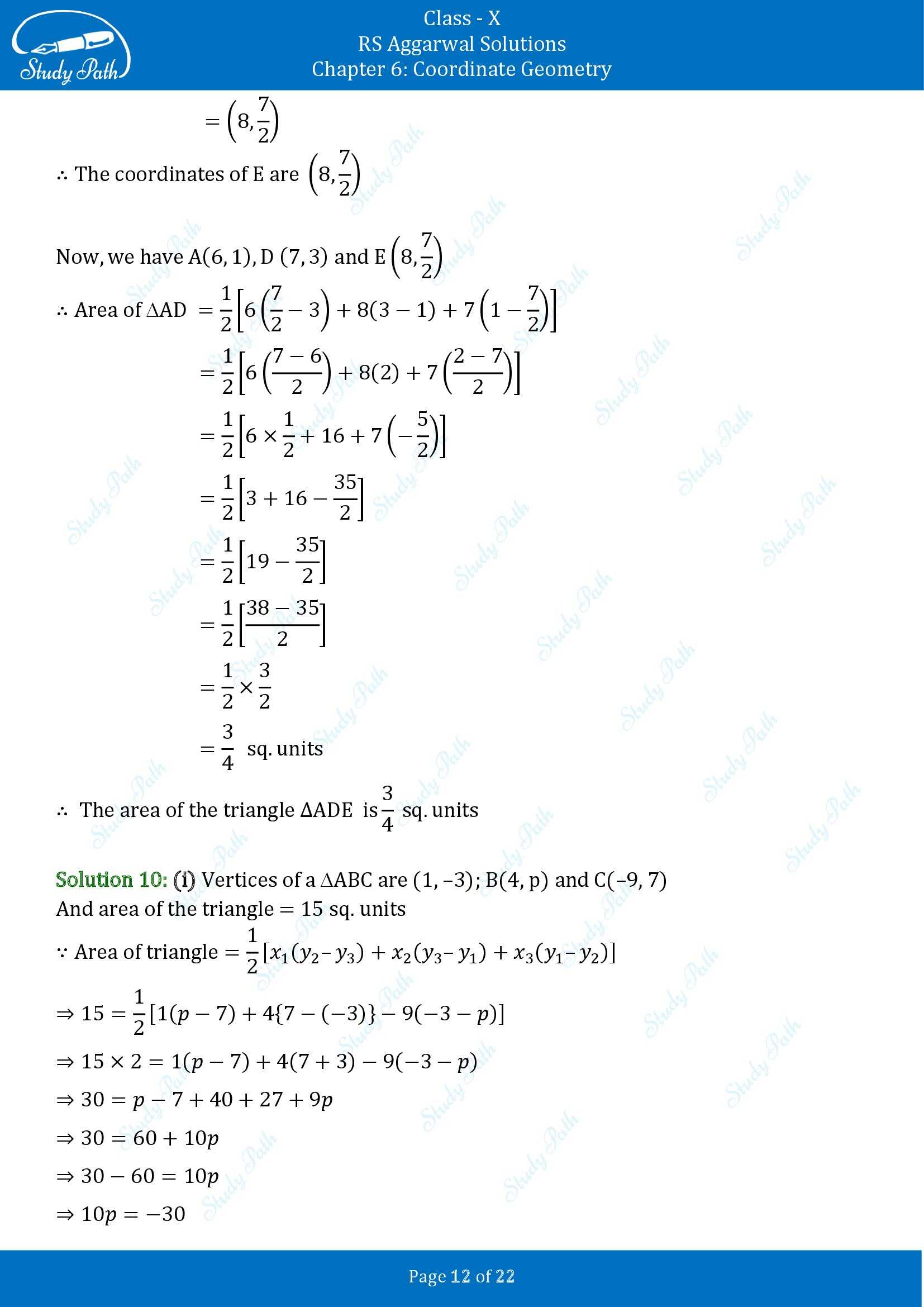 RS Aggarwal Solutions for Class 10 Chapter 6 Coordinate Geometry Exercise 6C 00012