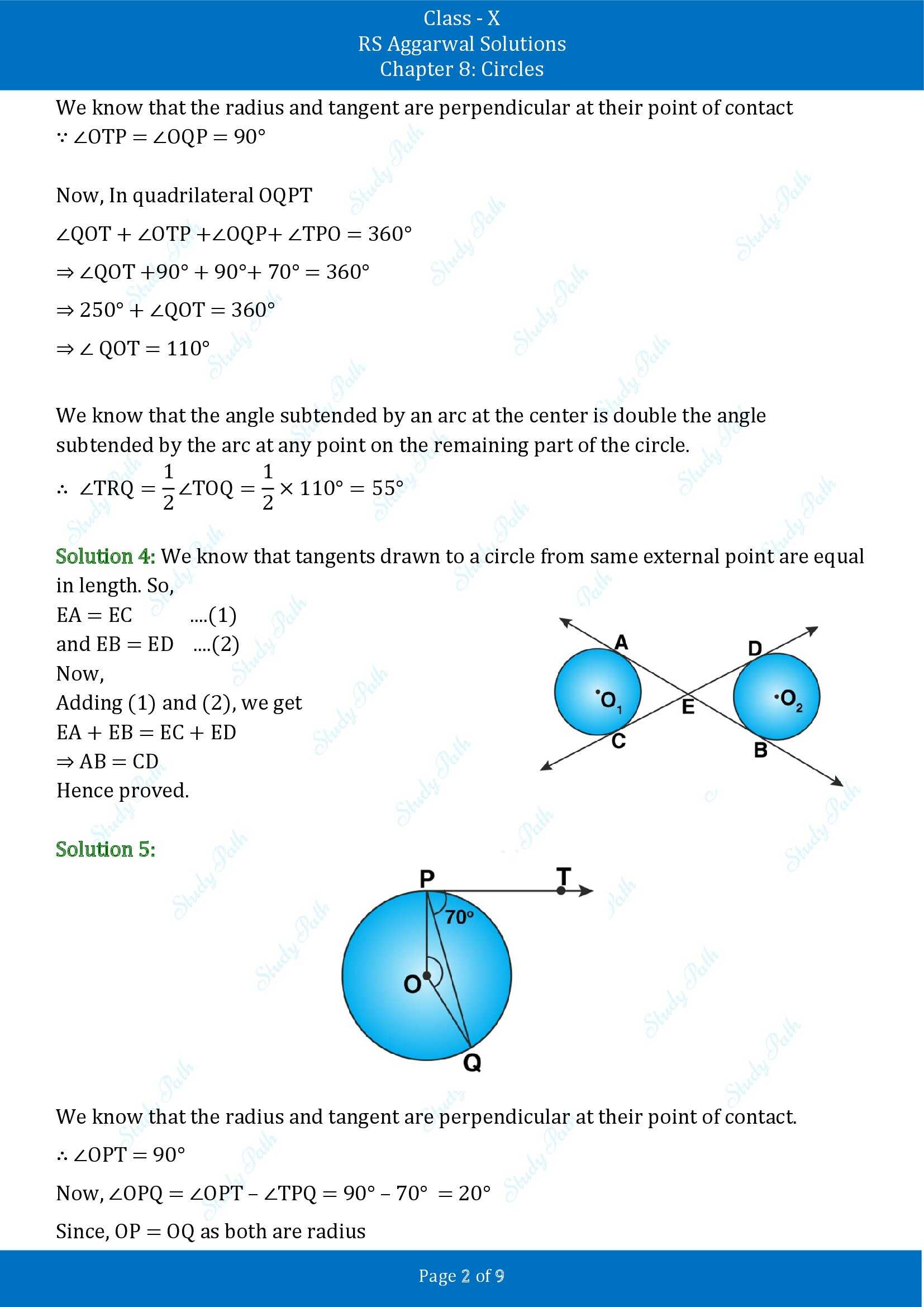 RS Aggarwal Solutions for Class 10 Chapter 8 Circles Exercise 8B 00002