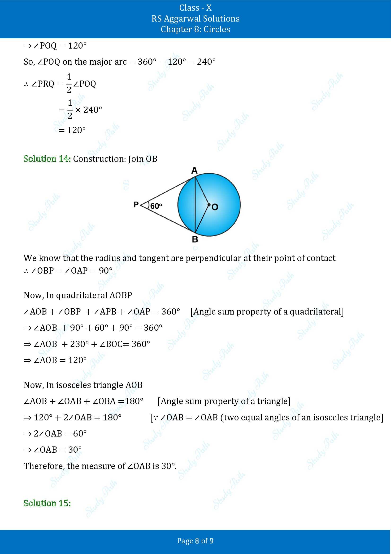 RS Aggarwal Solutions for Class 10 Chapter 8 Circles Exercise 8B 00008