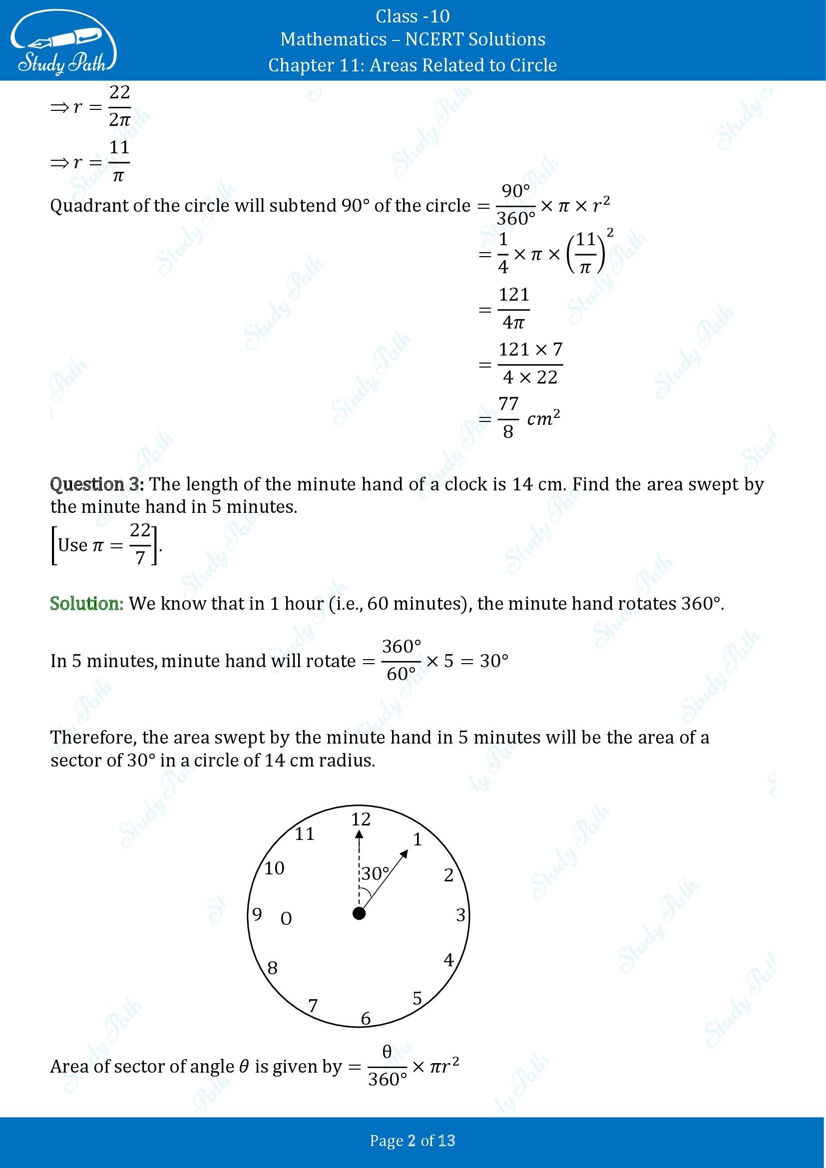 NCERT Solutions for Class 10 Maths Chapter 11 Areas Related to Circles Exercise 11.1 00002