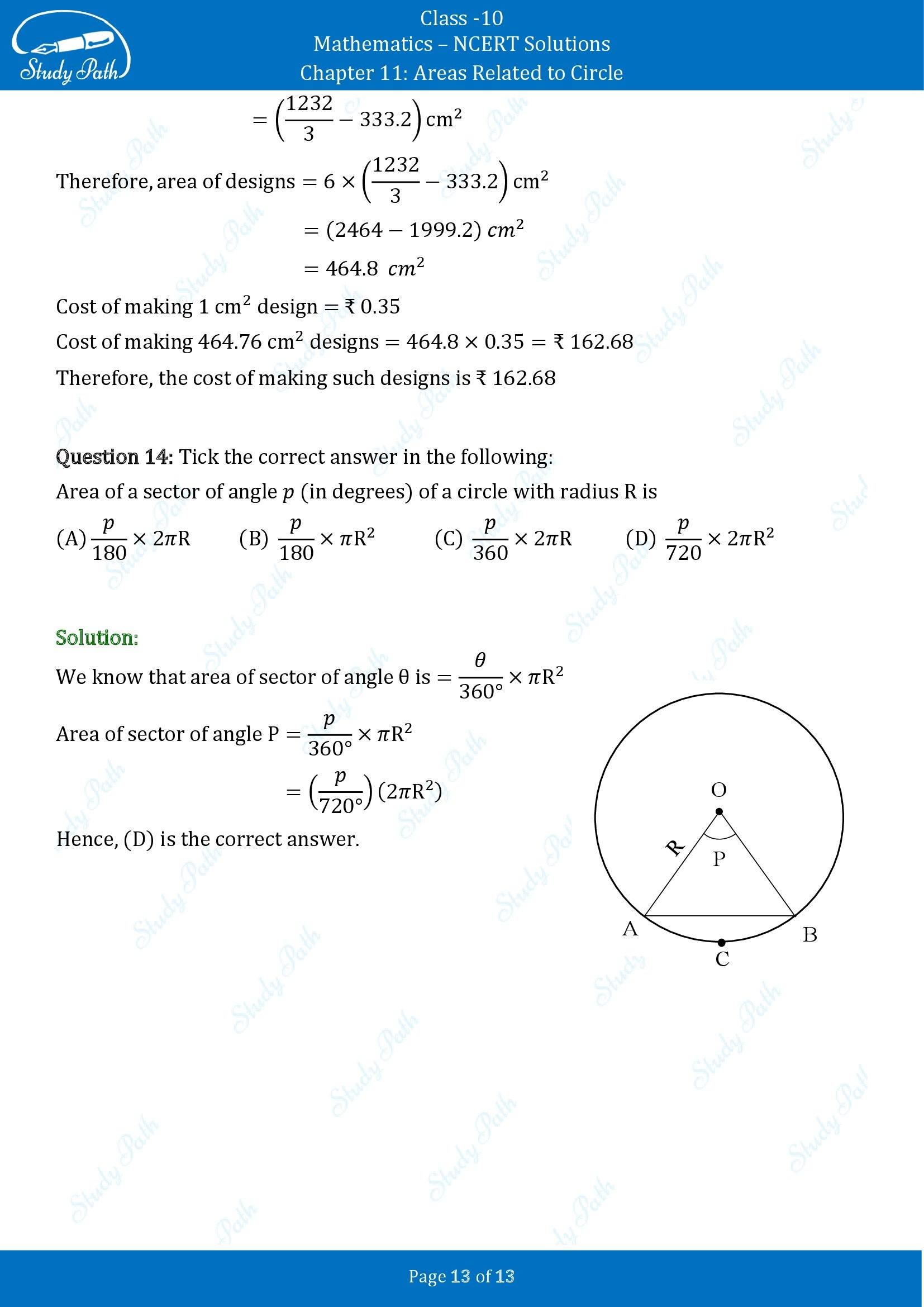 NCERT Solutions for Class 10 Maths Chapter 11 Areas Related to Circles Exercise 11.1 00013