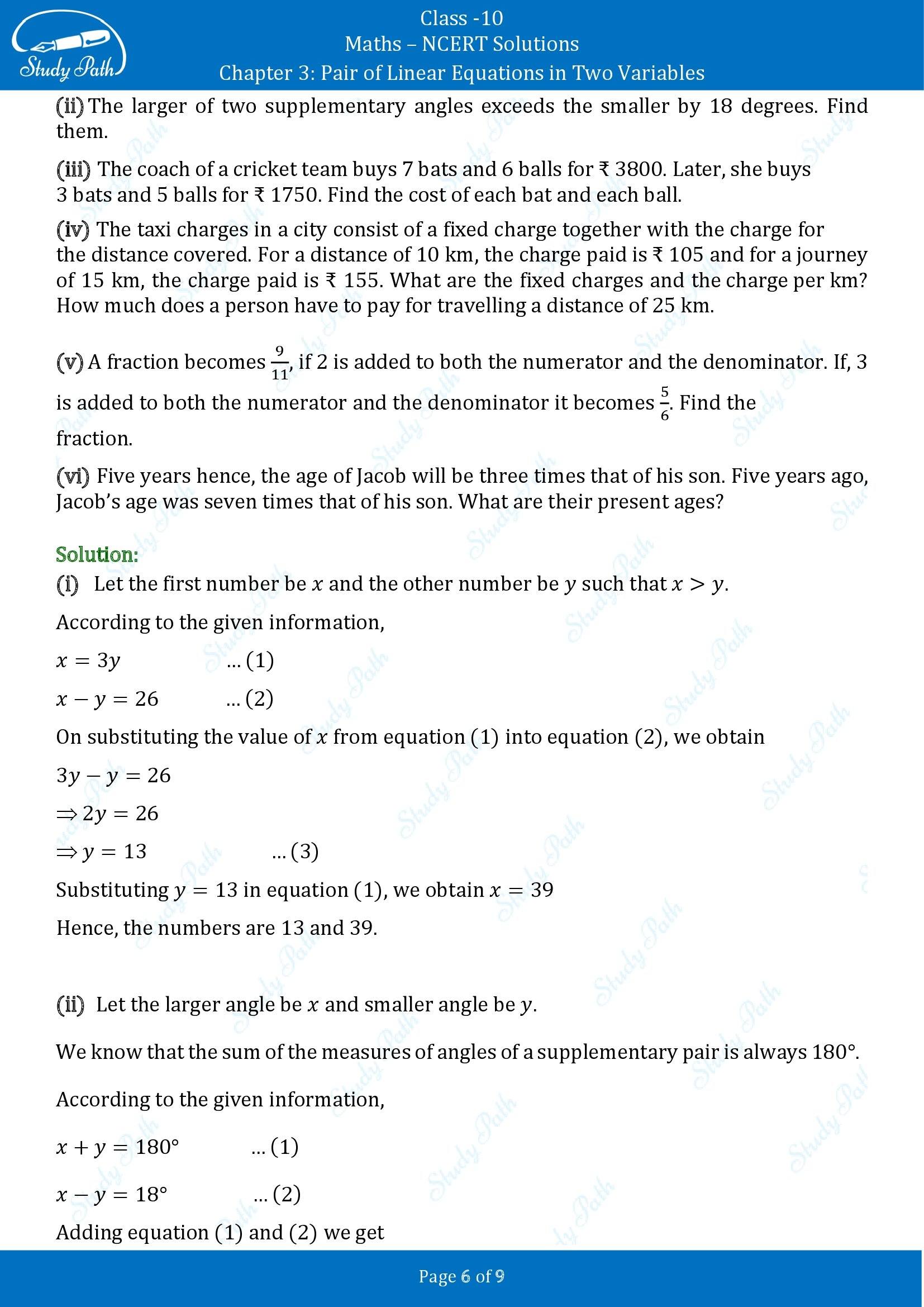 NCERT Solutions for Class 10 Maths Chapter 3 Pair of Linear Equations in Two Variables Exercise 3.2 00006