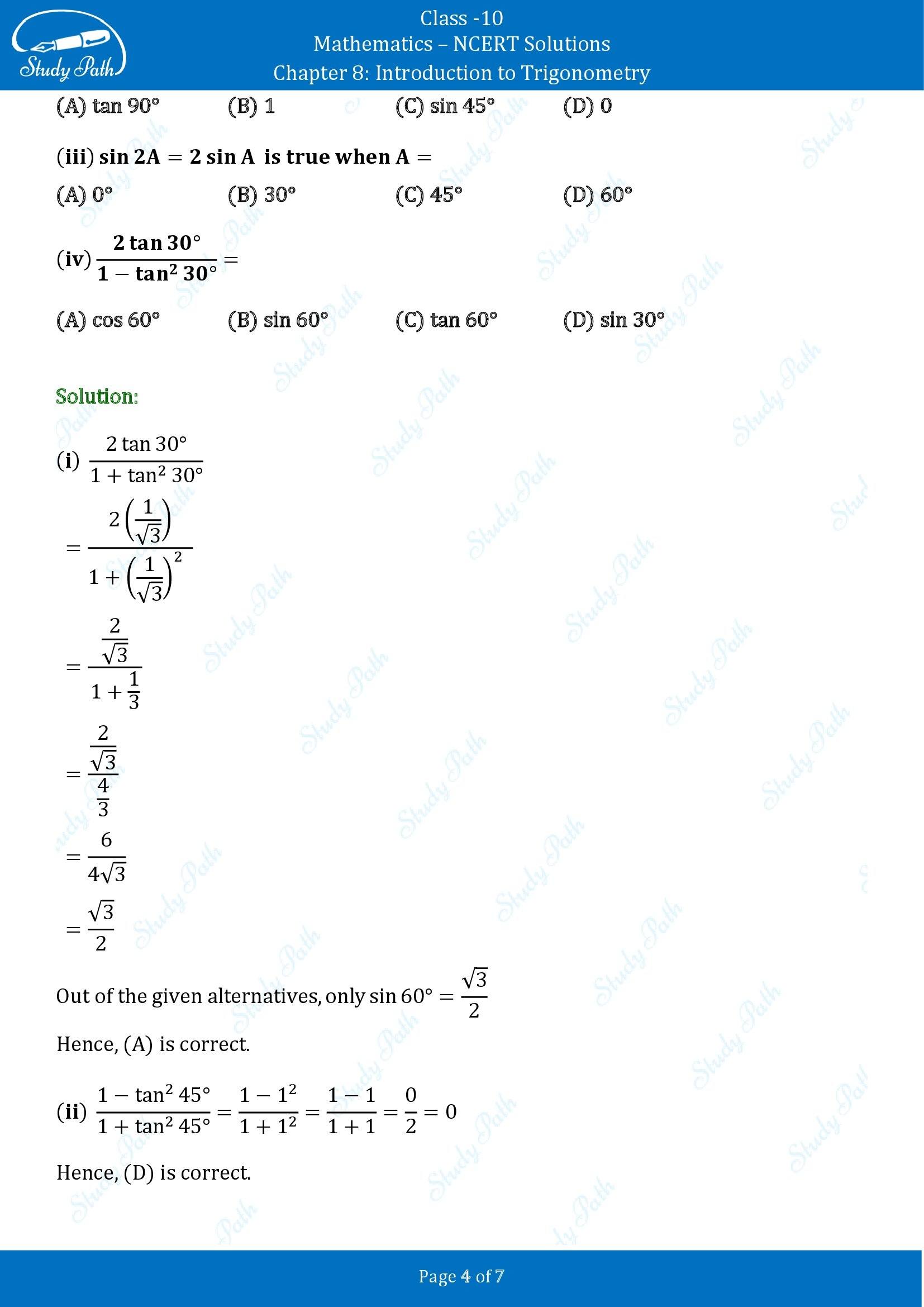 NCERT Solutions for Class 10 Maths Chapter 8 Introduction to Trigonometry Exercise 8.2 00004