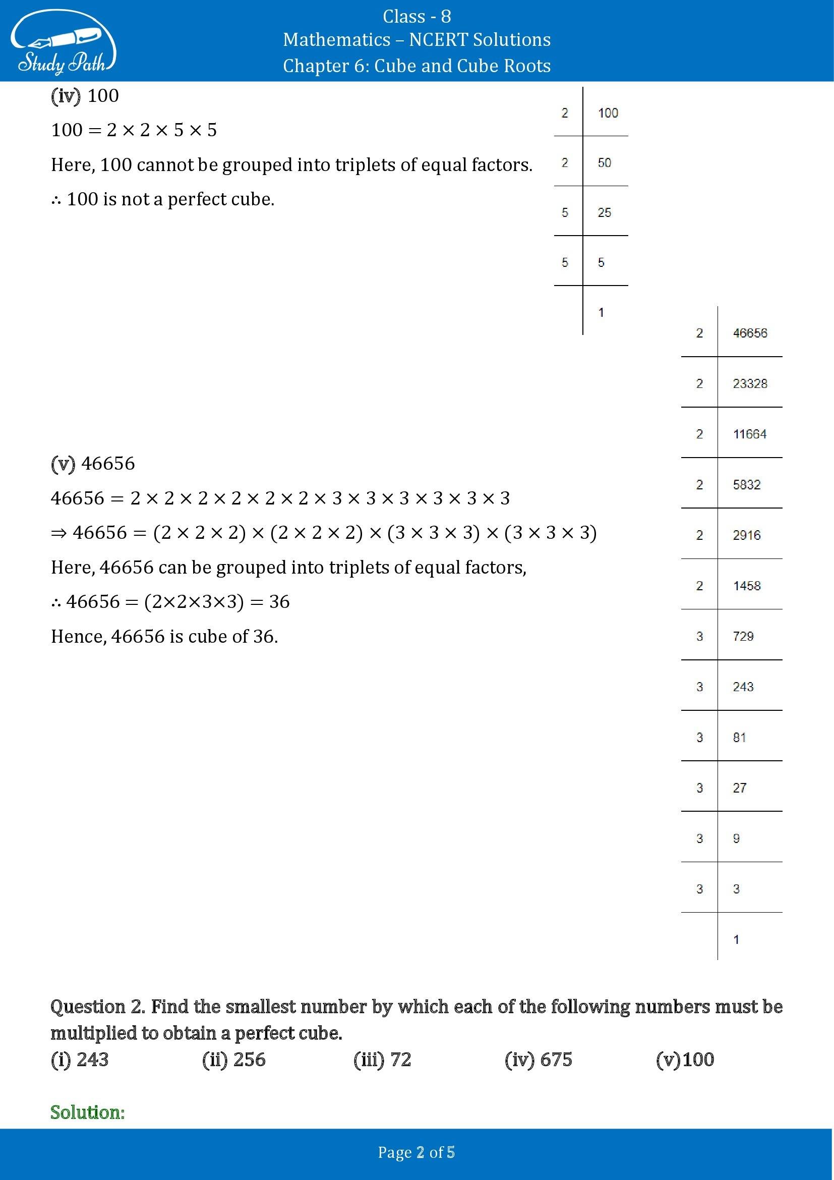 NCERT Solutions for Class 8 Maths Chapter 6 Cubes and Cube Roots Exercise 6.1 00002