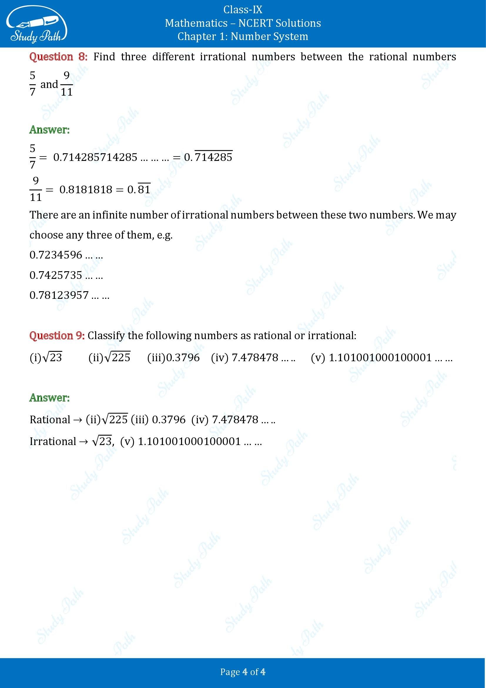 NCERT Solutions for Class 9 Maths Chapter 1 Number System Exercise 1.3 00004