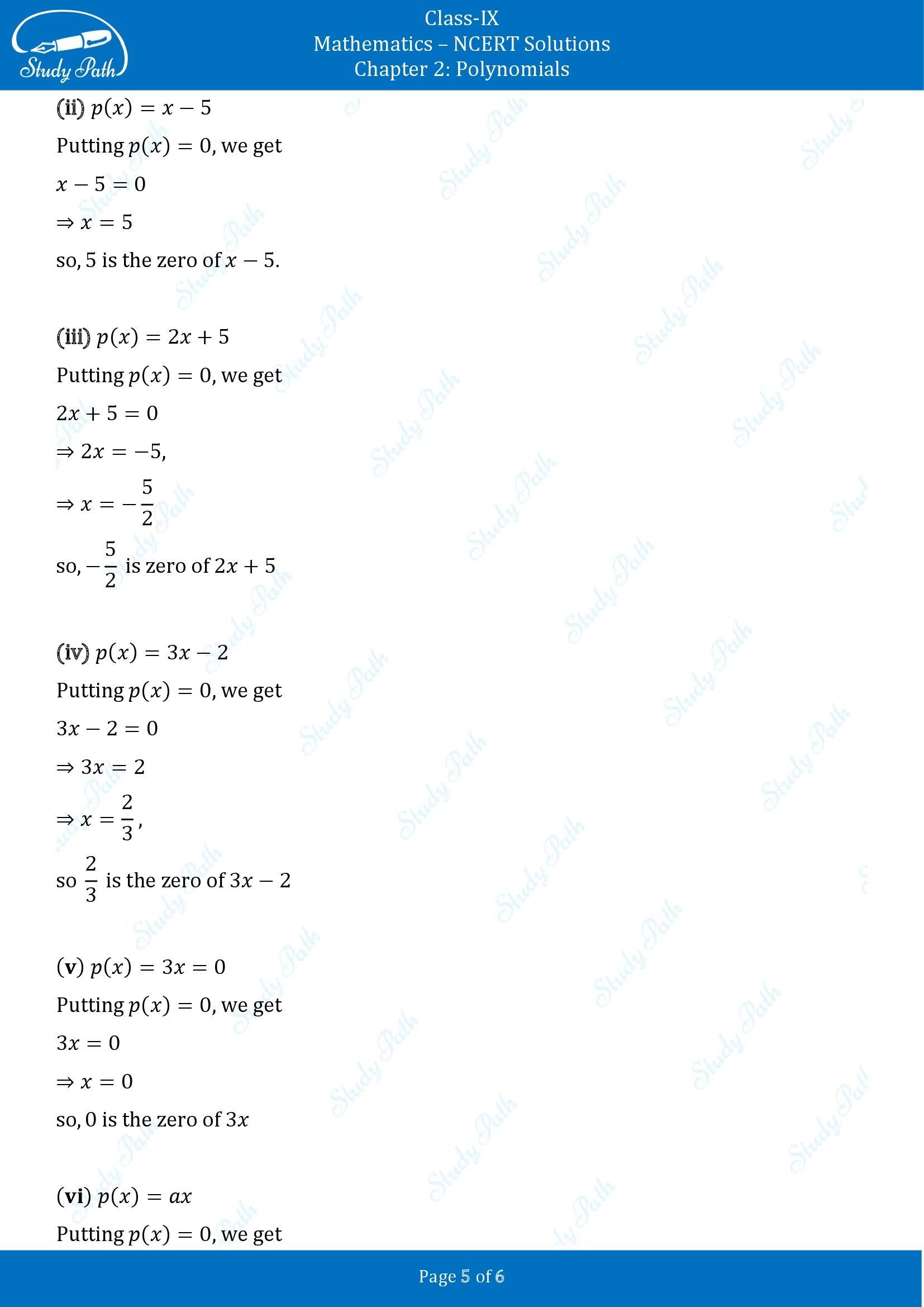 NCERT Solutions for Class 9 Maths Chapter 2 Polynomials Exercise 2.2 00005