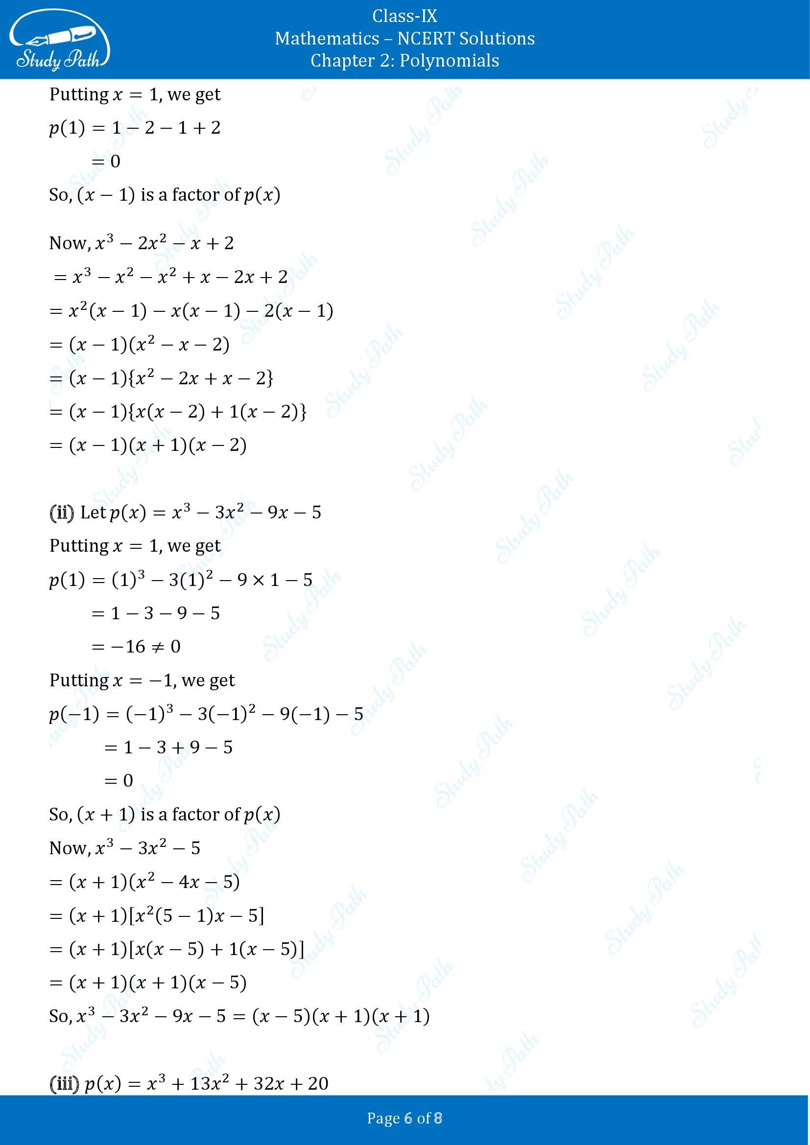 NCERT Solutions for Class 9 Maths Chapter 2 Polynomials Exercise 2.3 00006