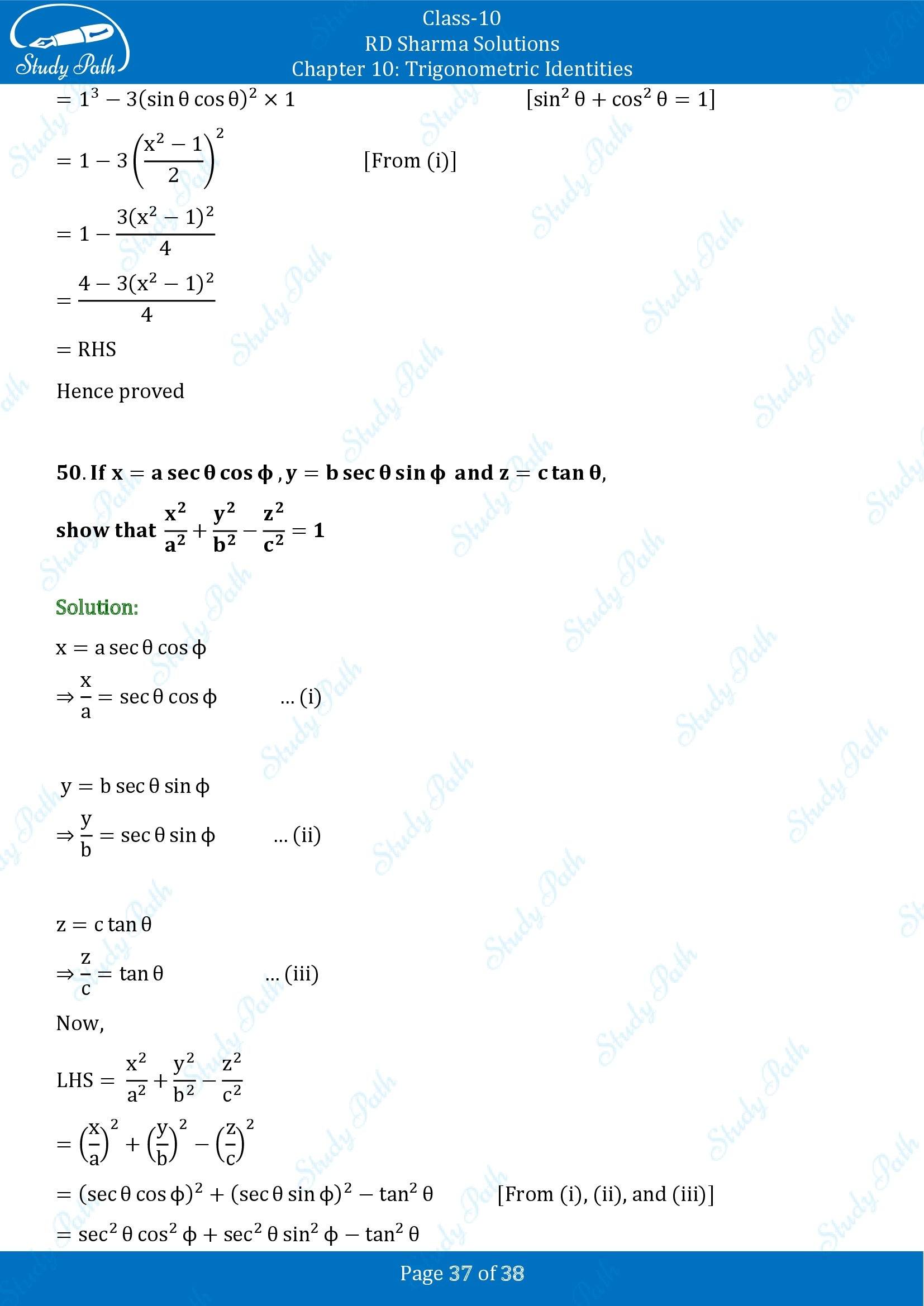 RD Sharma Solutions Class 10 Chapter 10 Trigonometric Identities Exercise 10.1 00037