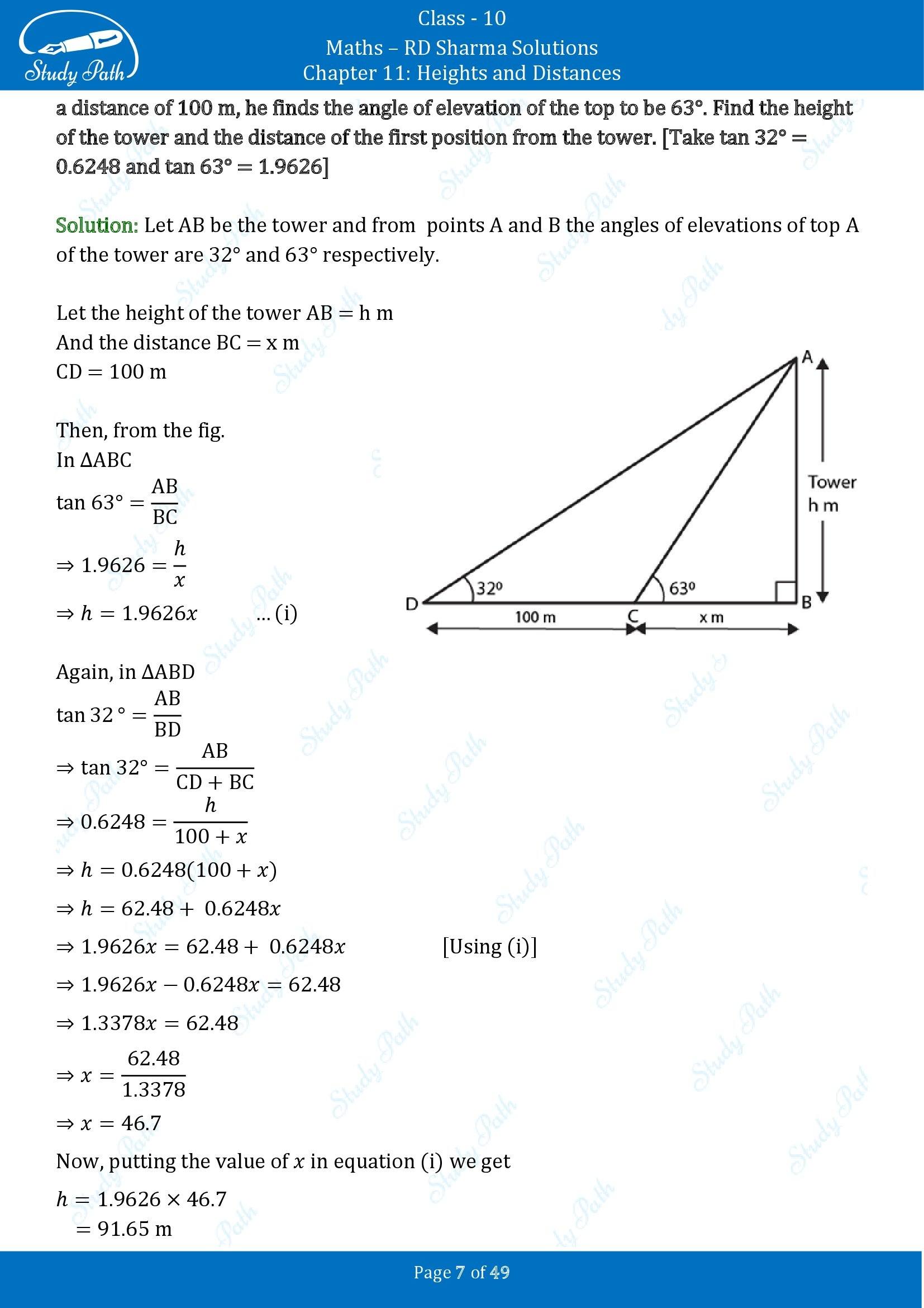 RD Sharma Solutions Class 10 Chapter 11 Heights and Distances Exercise 11.1 00007