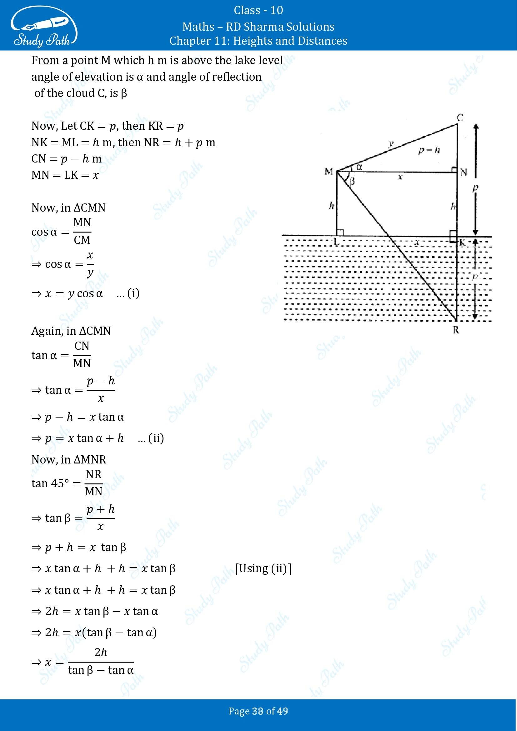 RD Sharma Solutions Class 10 Chapter 11 Heights and Distances Exercise 11.1 00038
